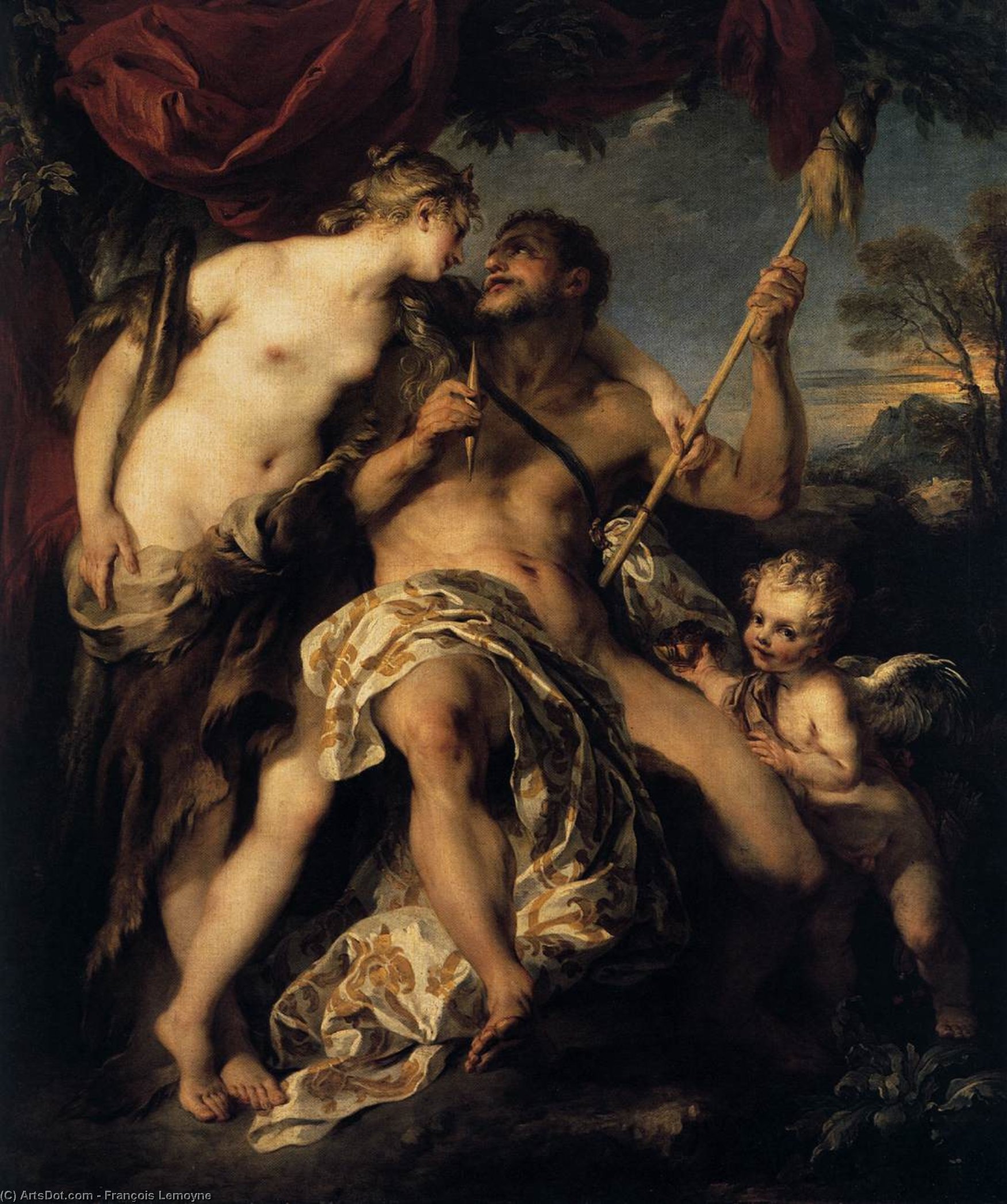 WikiOO.org - Enciklopedija dailės - Tapyba, meno kuriniai François Lemoyne - Hercules and Omphale