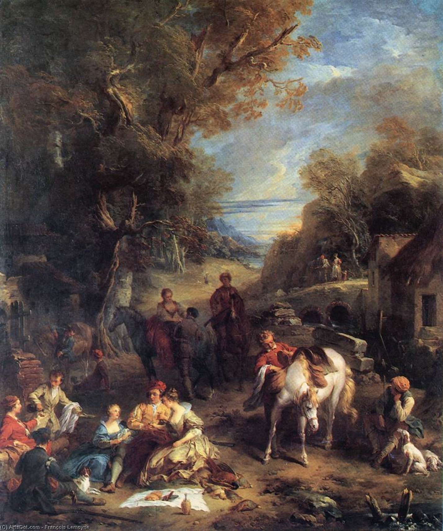 WikiOO.org - Encyclopedia of Fine Arts - Lukisan, Artwork François Lemoyne - Hunting Picnic