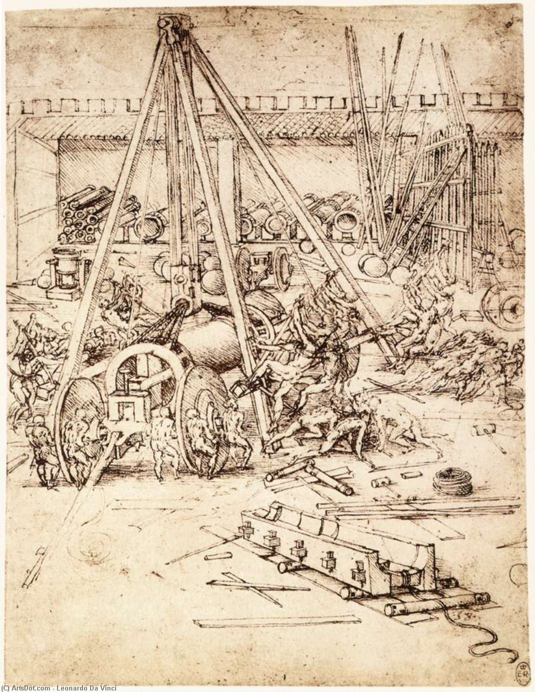 Wikioo.org – L'Enciclopedia delle Belle Arti - Pittura, Opere di Leonardo Da Vinci - cannone fonderia