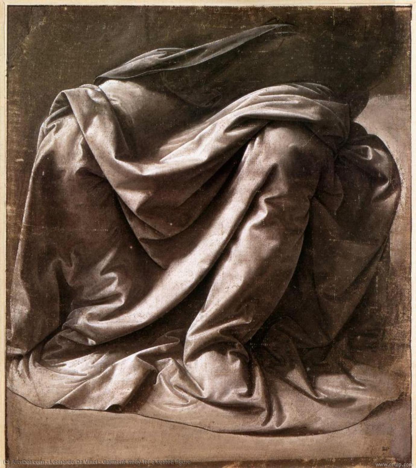 Wikioo.org - Bách khoa toàn thư về mỹ thuật - Vẽ tranh, Tác phẩm nghệ thuật Leonardo Da Vinci - Garment study for a seated figure
