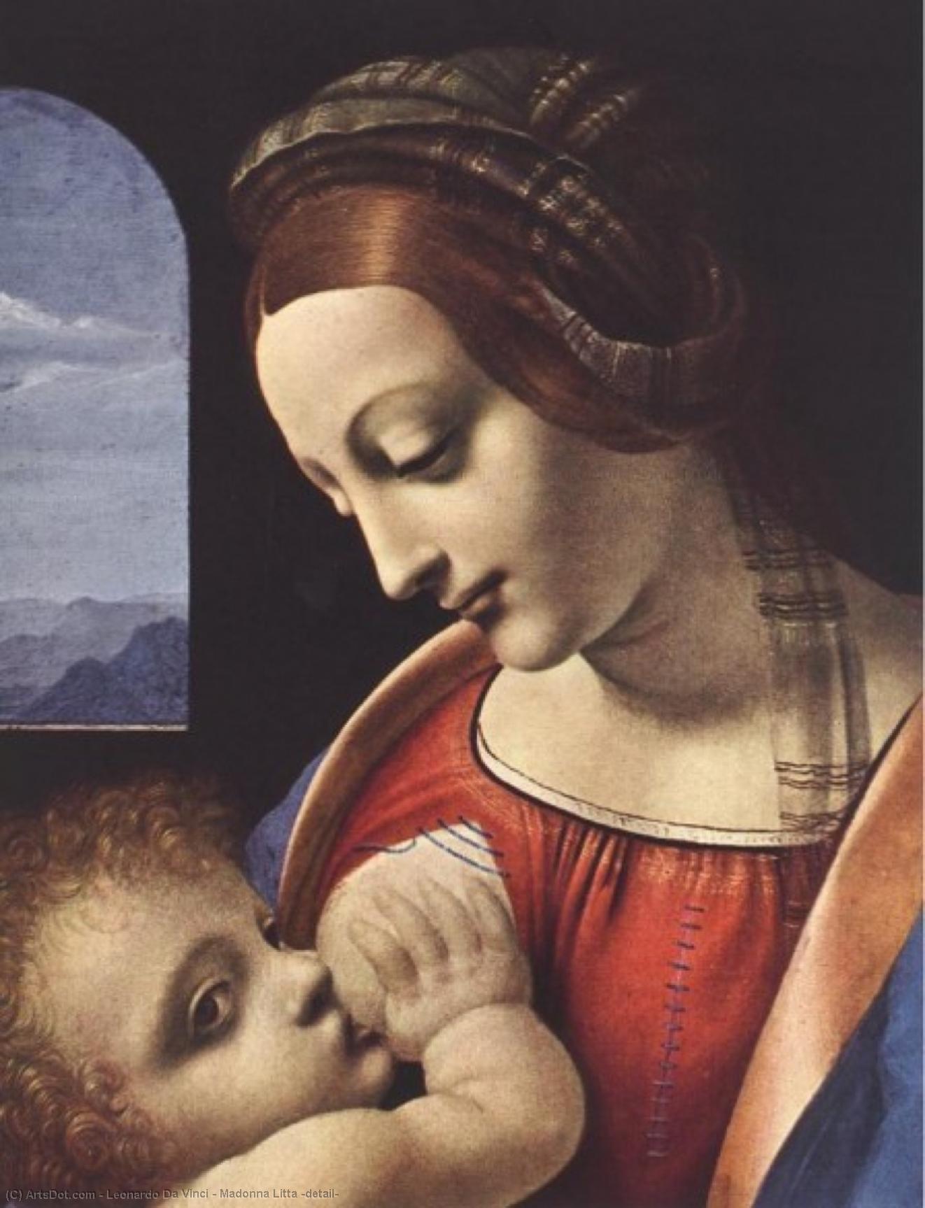 Wikioo.org - Encyklopedia Sztuk Pięknych - Malarstwo, Grafika Leonardo Da Vinci - Madonna Litta (detail)