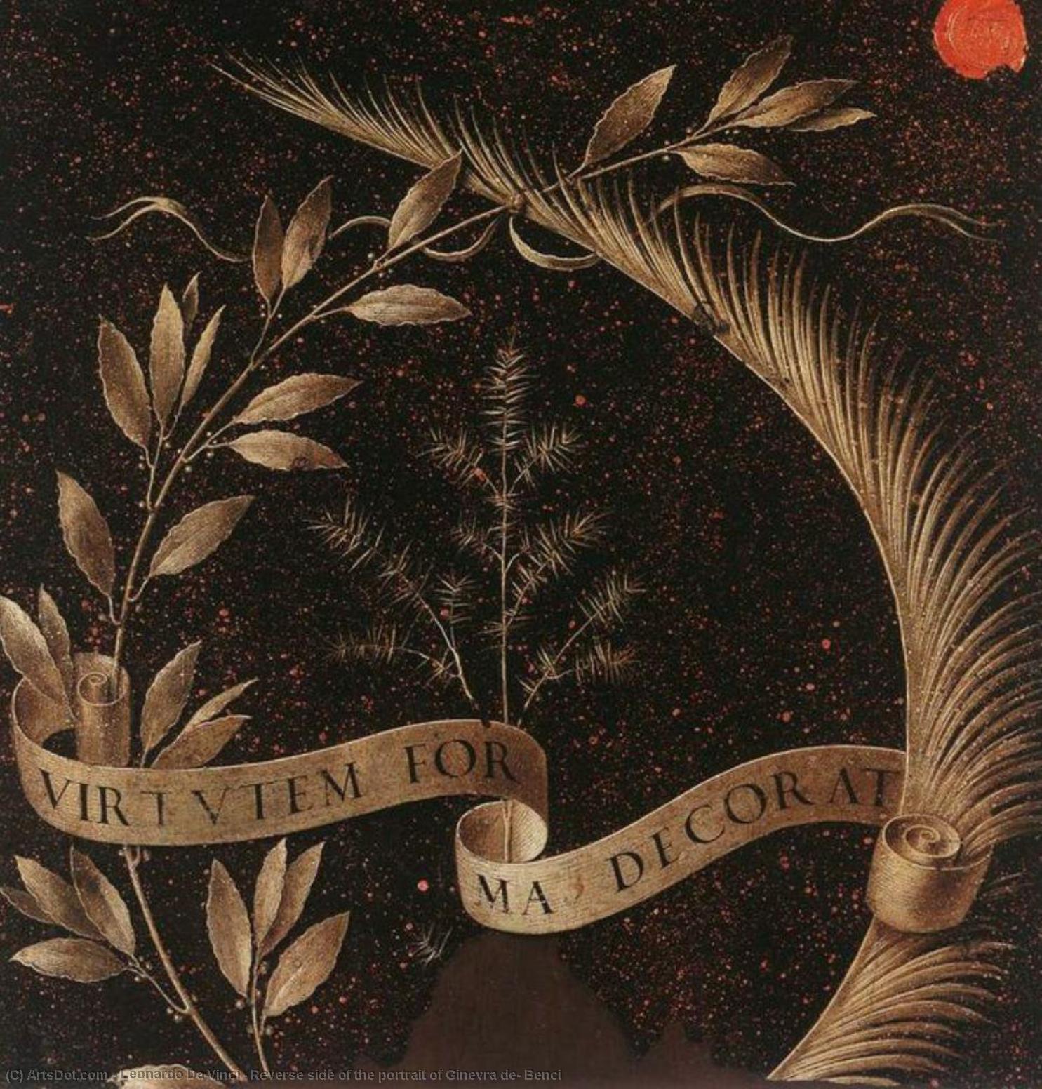 Wikioo.org – L'Enciclopedia delle Belle Arti - Pittura, Opere di Leonardo Da Vinci - Inverso lato del il ritratto di Ginevra de' Benci