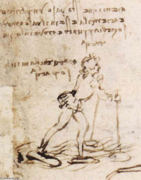 WikiOO.org - Encyclopedia of Fine Arts - Maleri, Artwork Leonardo Da Vinci - Skis with which one can walk on water (detail)