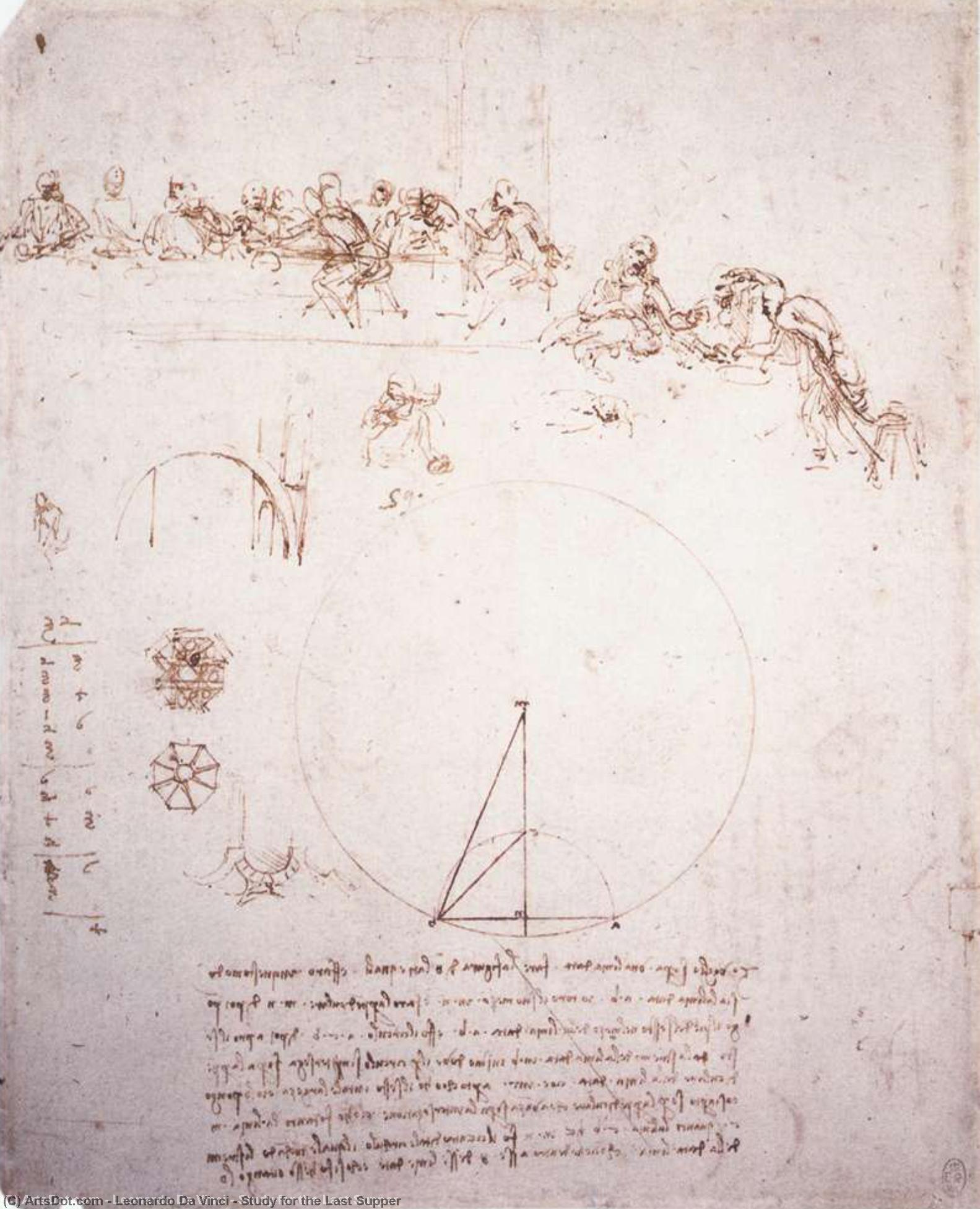 Wikioo.org – L'Enciclopedia delle Belle Arti - Pittura, Opere di Leonardo Da Vinci - studio per la ultimo  cena