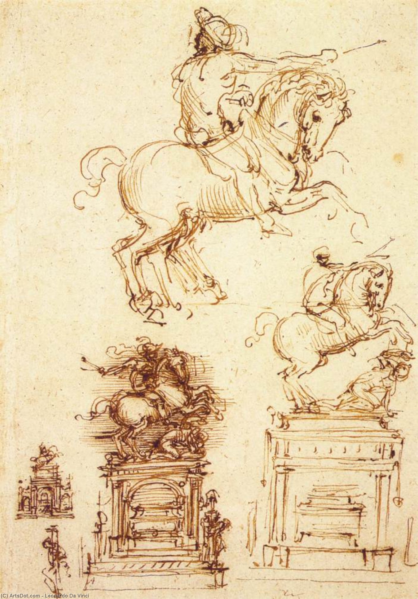 WikiOO.org - Encyclopedia of Fine Arts - Maleri, Artwork Leonardo Da Vinci - Study for the Trivulzio Equestrian Monument