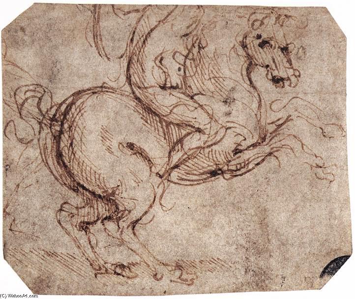 Wikioo.org – La Enciclopedia de las Bellas Artes - Pintura, Obras de arte de Leonardo Da Vinci - estudio de a jinete