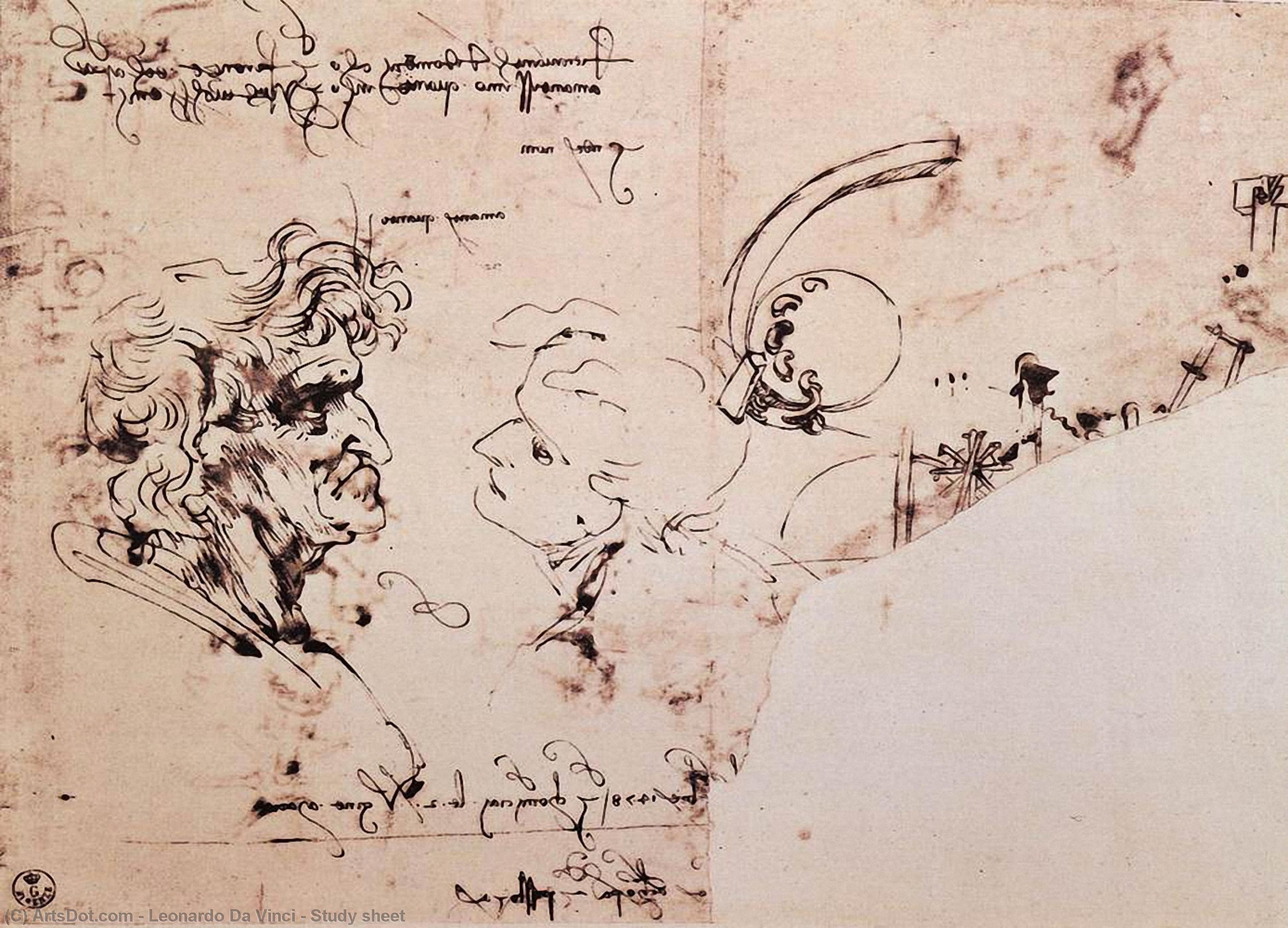 WikiOO.org - Енциклопедія образотворчого мистецтва - Живопис, Картини
 Leonardo Da Vinci - Study sheet