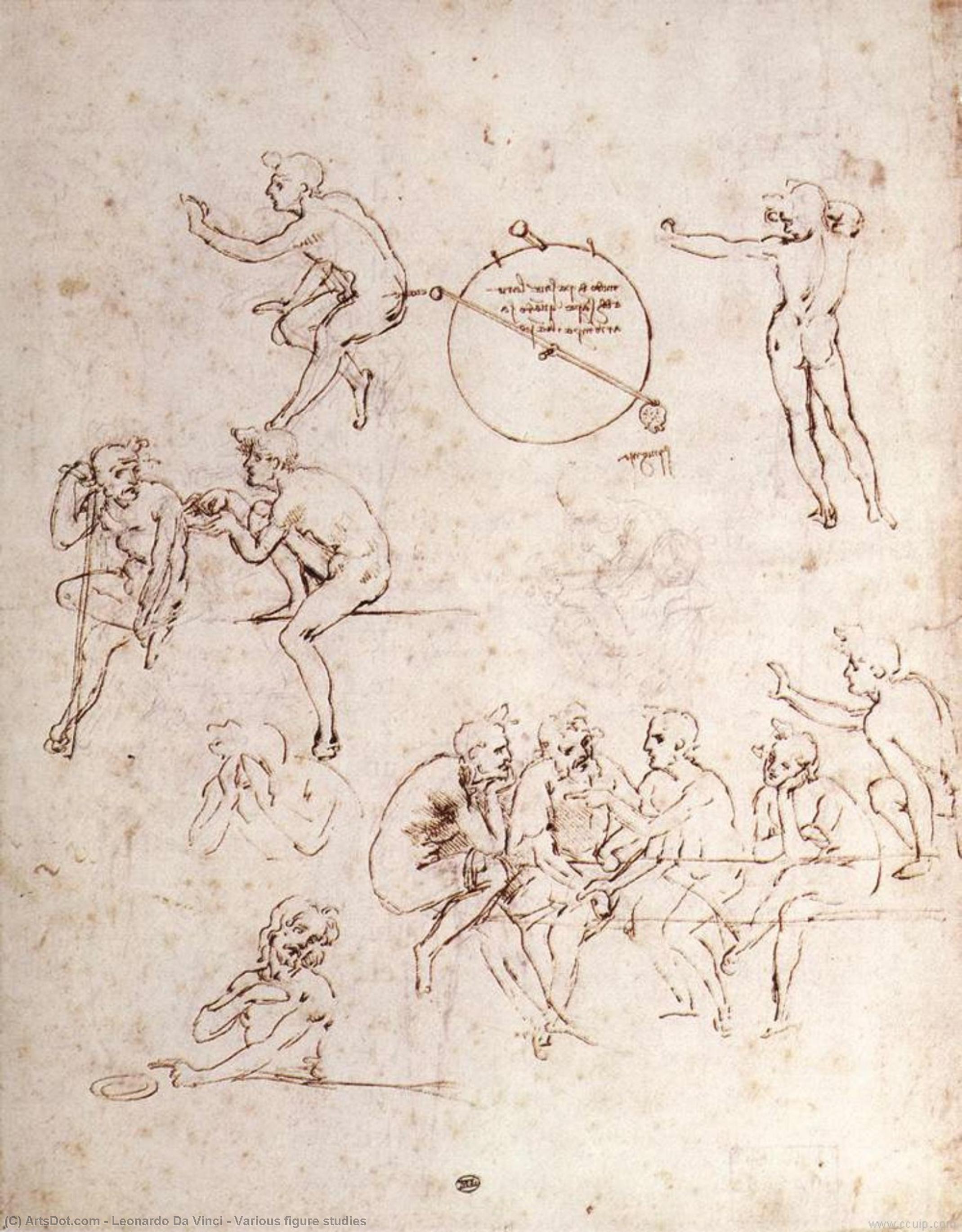 Wikioo.org - สารานุกรมวิจิตรศิลป์ - จิตรกรรม Leonardo Da Vinci - Various figure studies