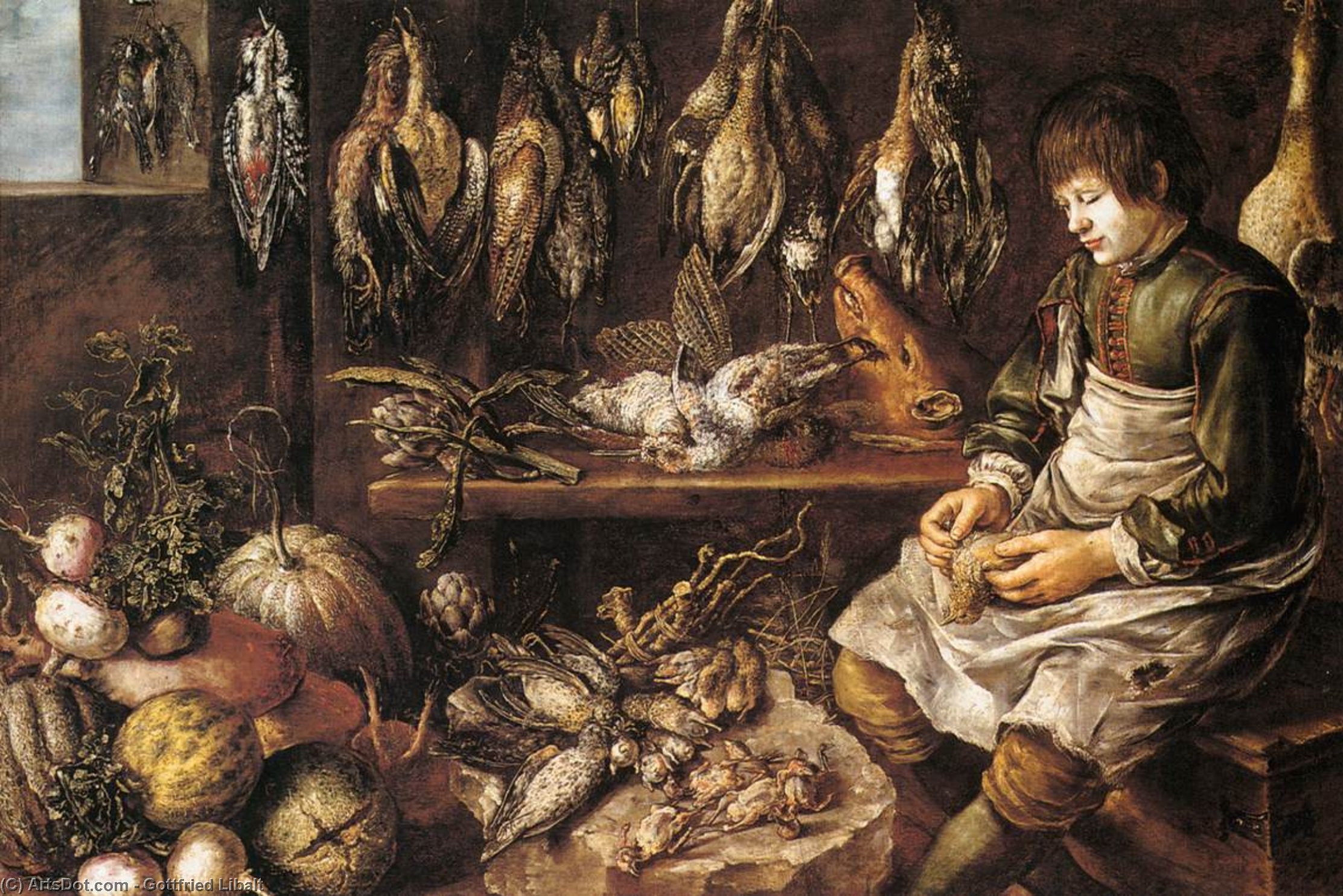 Wikioo.org - The Encyclopedia of Fine Arts - Painting, Artwork by Gottfried Libalt - Still-Life with Game-Birds