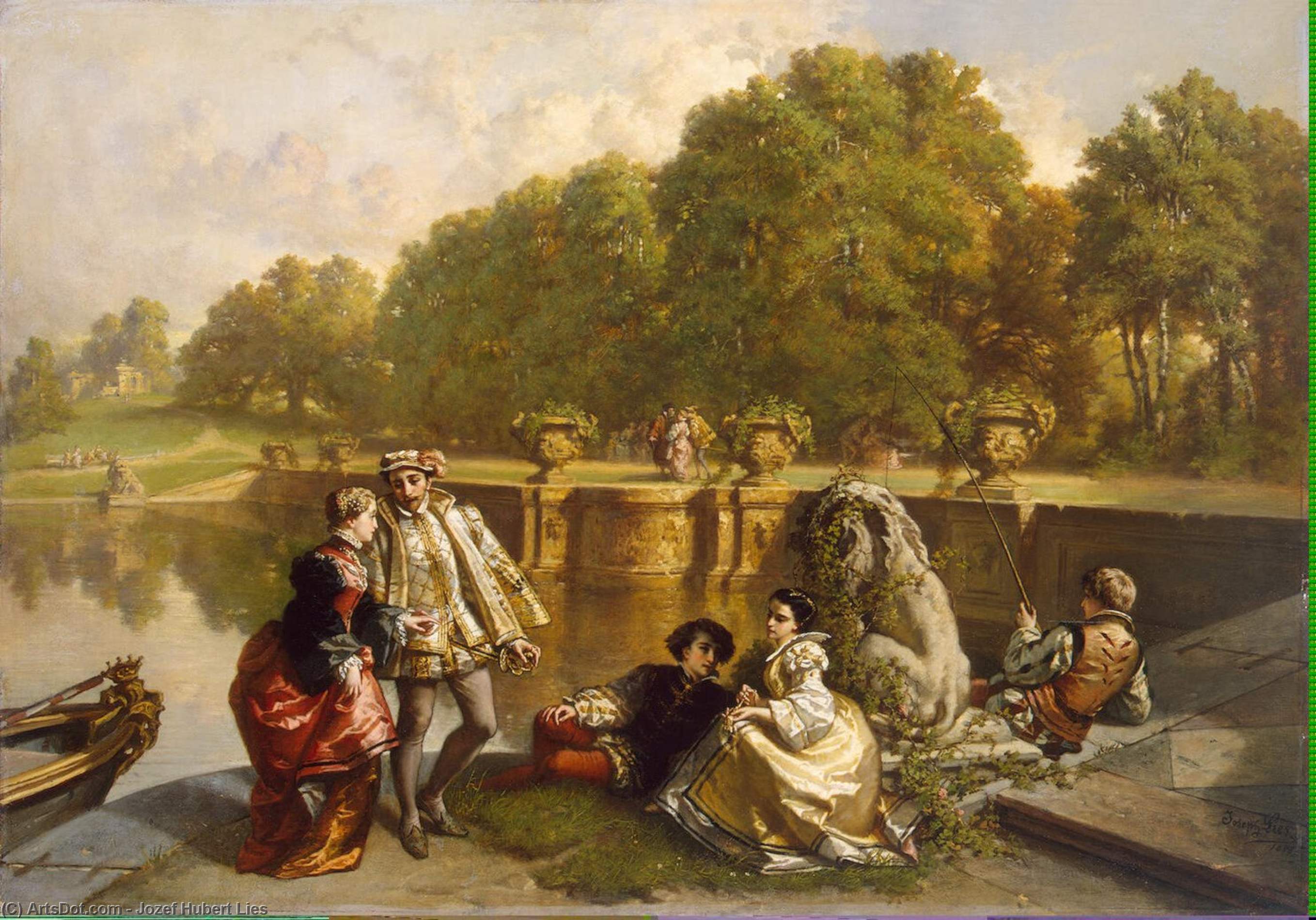 Wikioo.org - The Encyclopedia of Fine Arts - Painting, Artwork by Jozef Hubert Lies - Scene in a Park