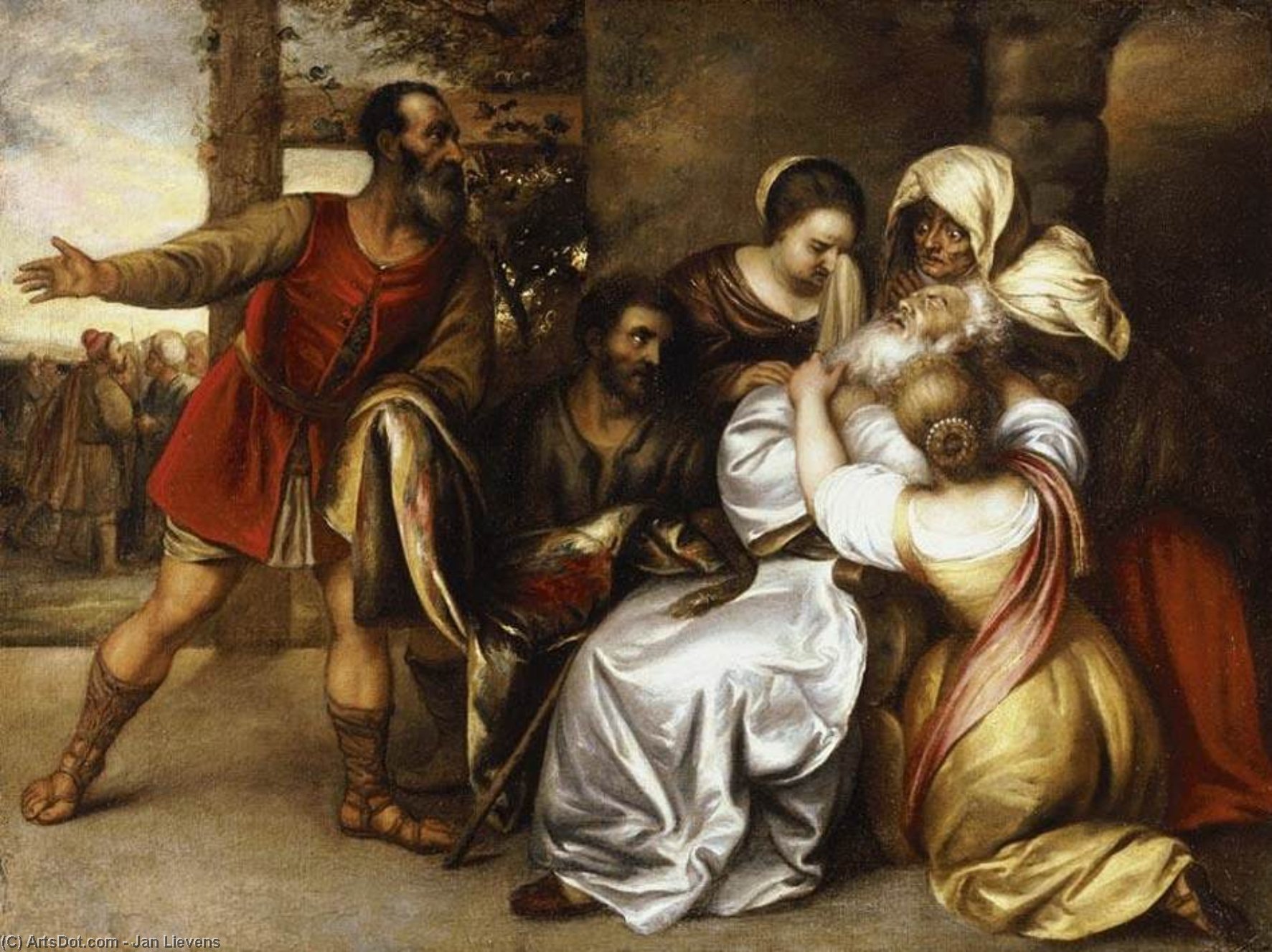 WikiOO.org - Enciclopédia das Belas Artes - Pintura, Arte por Jan Andrea Lievens - Jacob Receiving the Bloody Tunic of Joseph