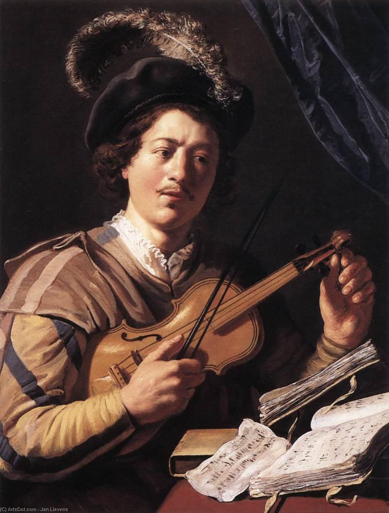 WikiOO.org - Encyclopedia of Fine Arts - Lukisan, Artwork Jan Andrea Lievens - The Violin Player