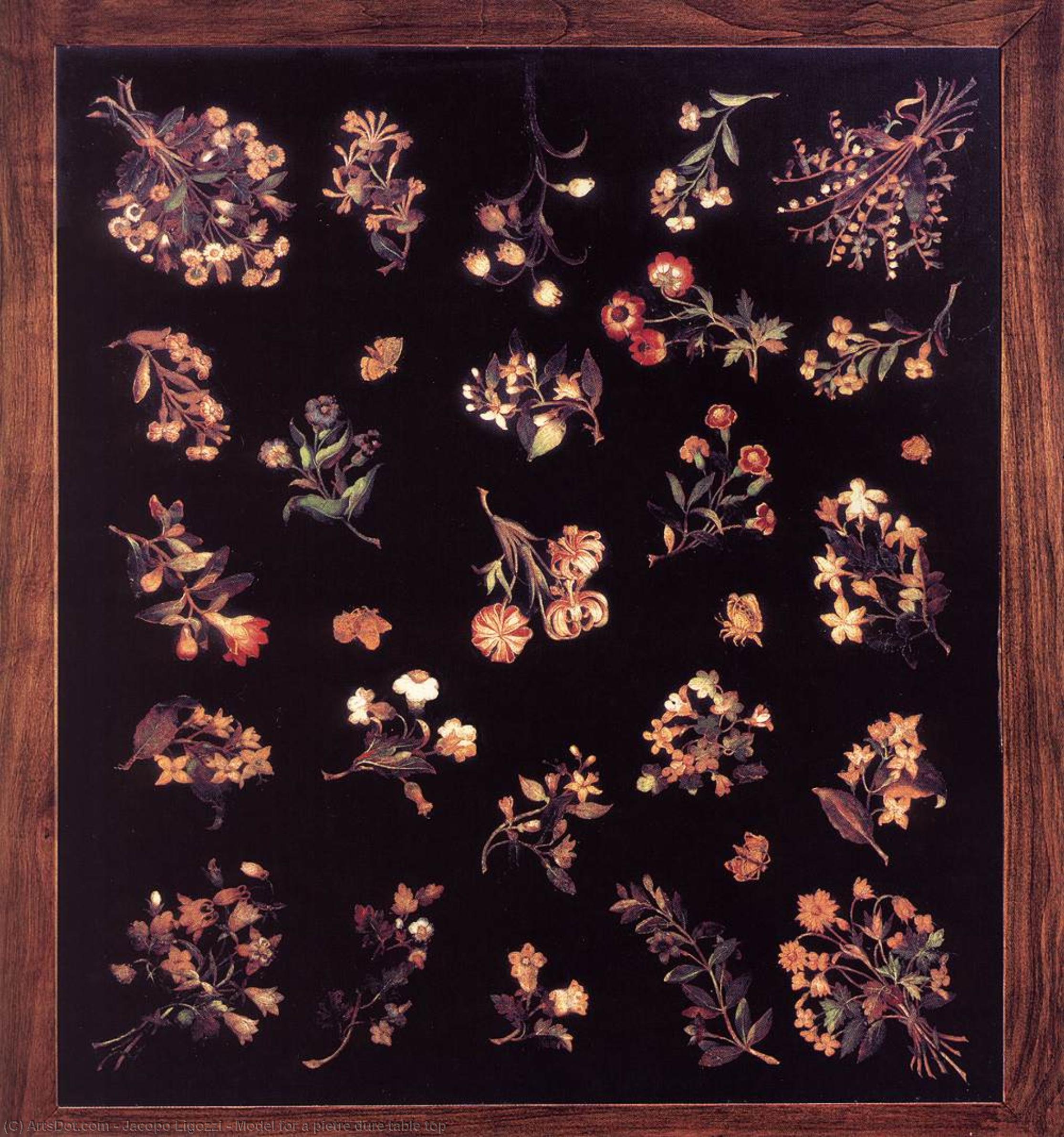 Wikioo.org - The Encyclopedia of Fine Arts - Painting, Artwork by Jacopo Ligozzi - Model for a pietre dure table top