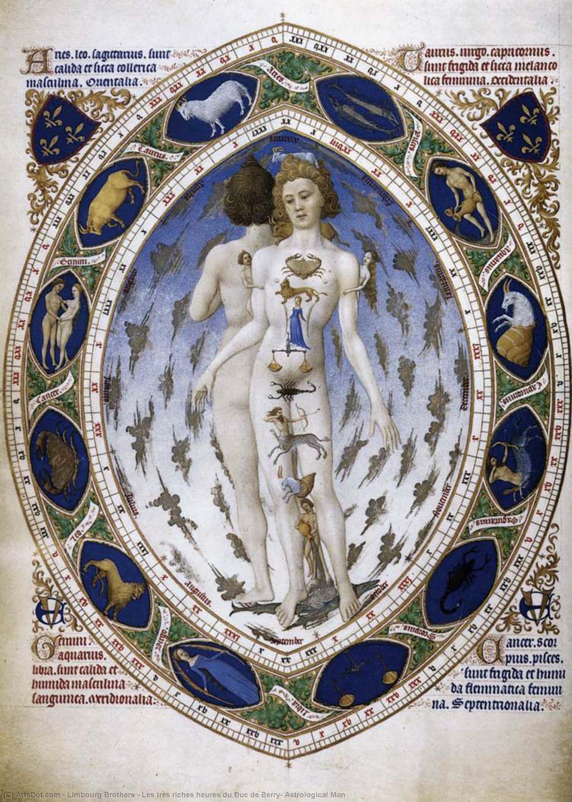 Wikioo.org - Encyklopedia Sztuk Pięknych - Malarstwo, Grafika Limbourg Brothers - Les très riches heures du Duc de Berry: Astrological Man