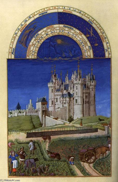 WikiOO.org - Encyclopedia of Fine Arts - Maľba, Artwork Limbourg Brothers - Les très riches heures du Duc de Berry: Septembre (September)