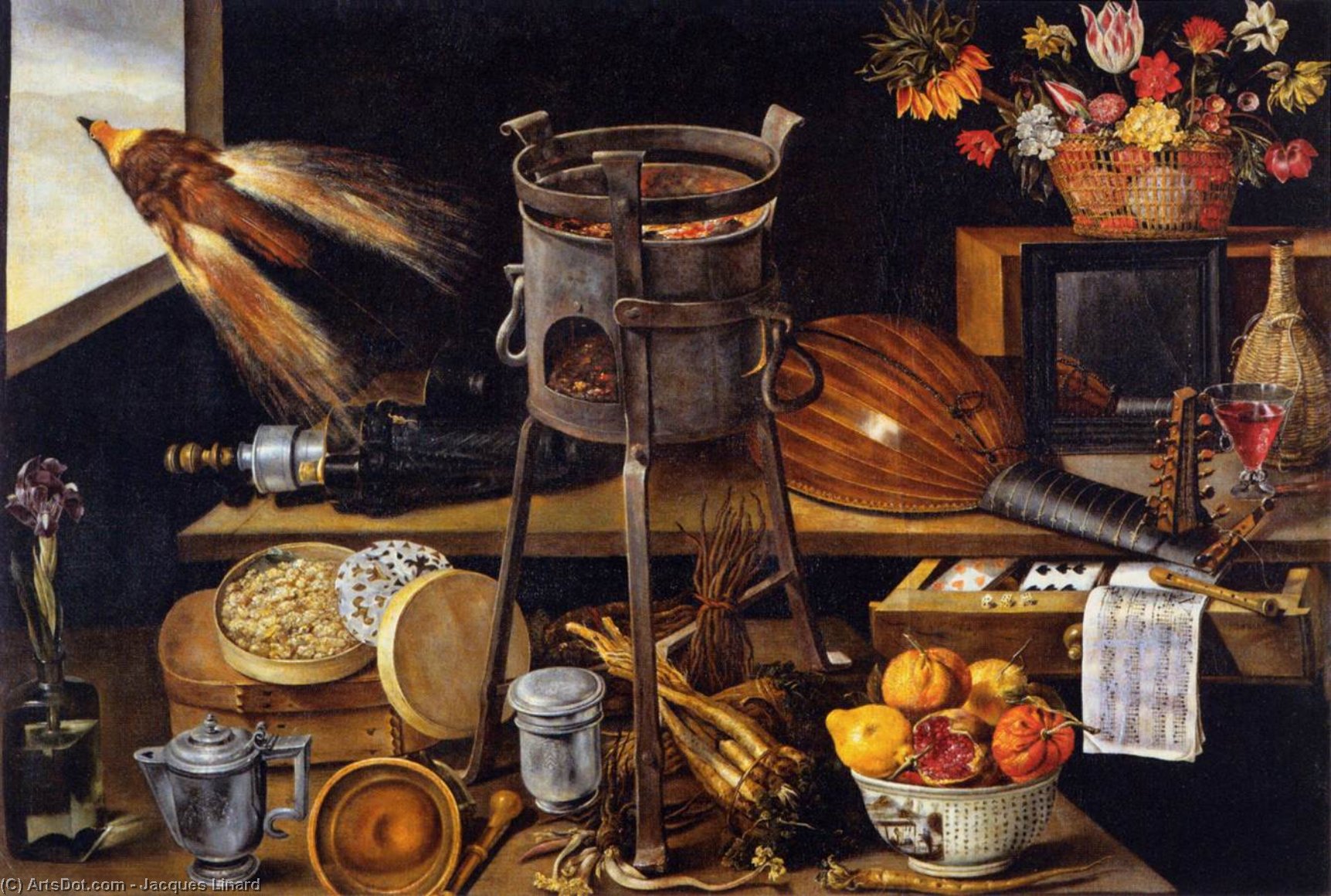 Wikioo.org - The Encyclopedia of Fine Arts - Painting, Artwork by Jacques Linard - The Five Senses and the Four Elements