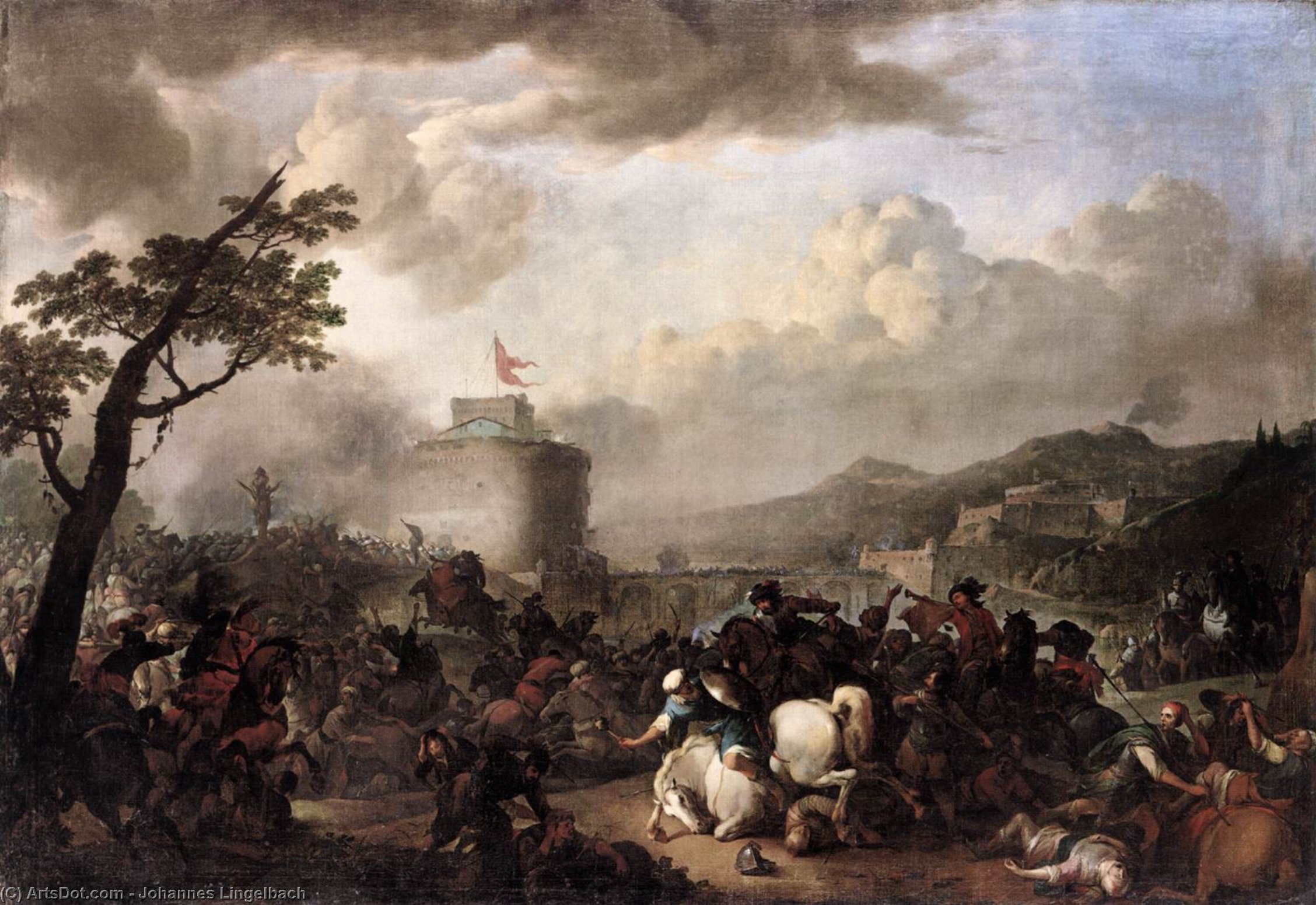 Wikioo.org - The Encyclopedia of Fine Arts - Painting, Artwork by Johannes Lingelbach - Battle Scene