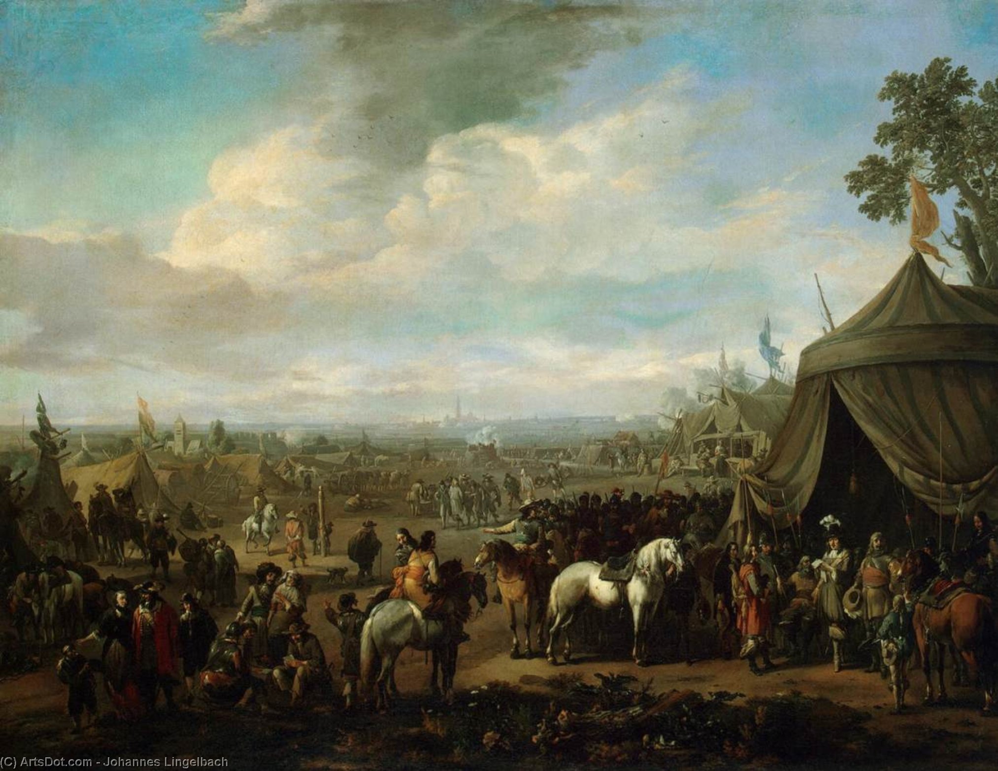 Wikioo.org - The Encyclopedia of Fine Arts - Painting, Artwork by Johannes Lingelbach - Flemish Town Sieged by the Spanish Soldiers