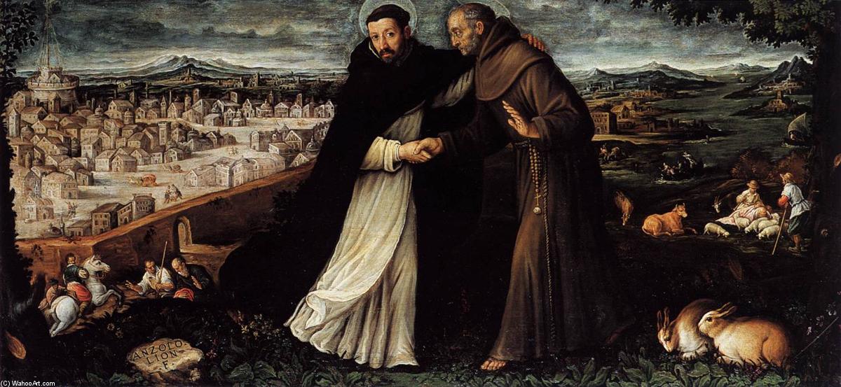 Wikioo.org - The Encyclopedia of Fine Arts - Painting, Artwork by Angelo Lion - St Dominic and St Francis