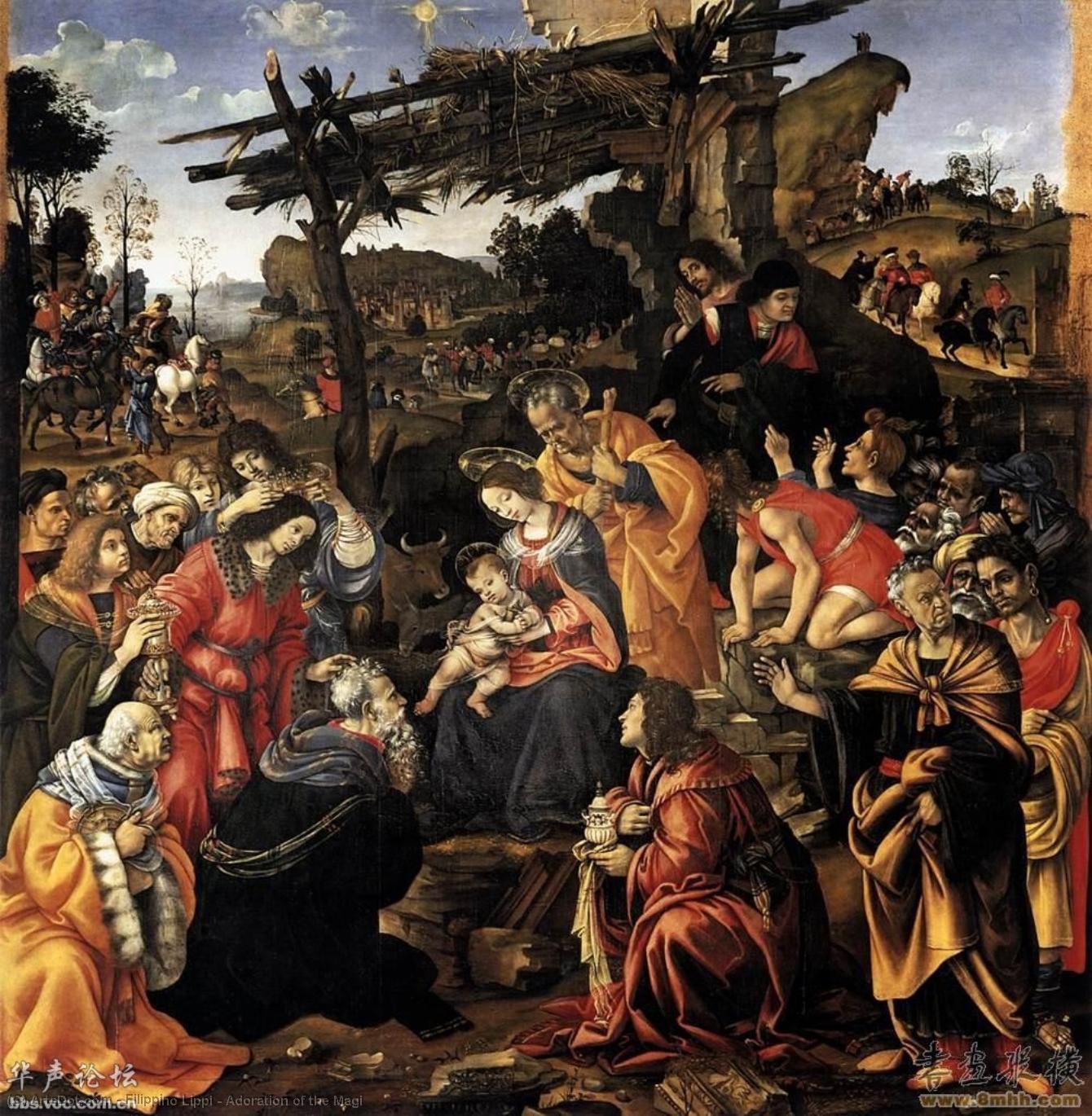 WikiOO.org - Enciclopédia das Belas Artes - Pintura, Arte por Filippino Lippi - Adoration of the Magi