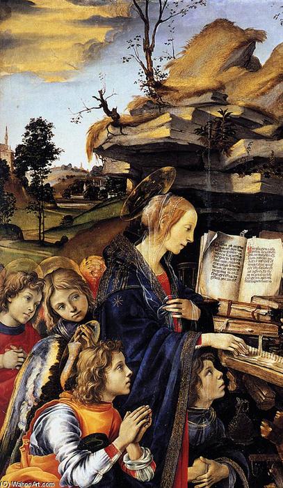 Wikioo.org - The Encyclopedia of Fine Arts - Painting, Artwork by Filippino Lippi - Apparition of The Virgin to St Bernard (detail)