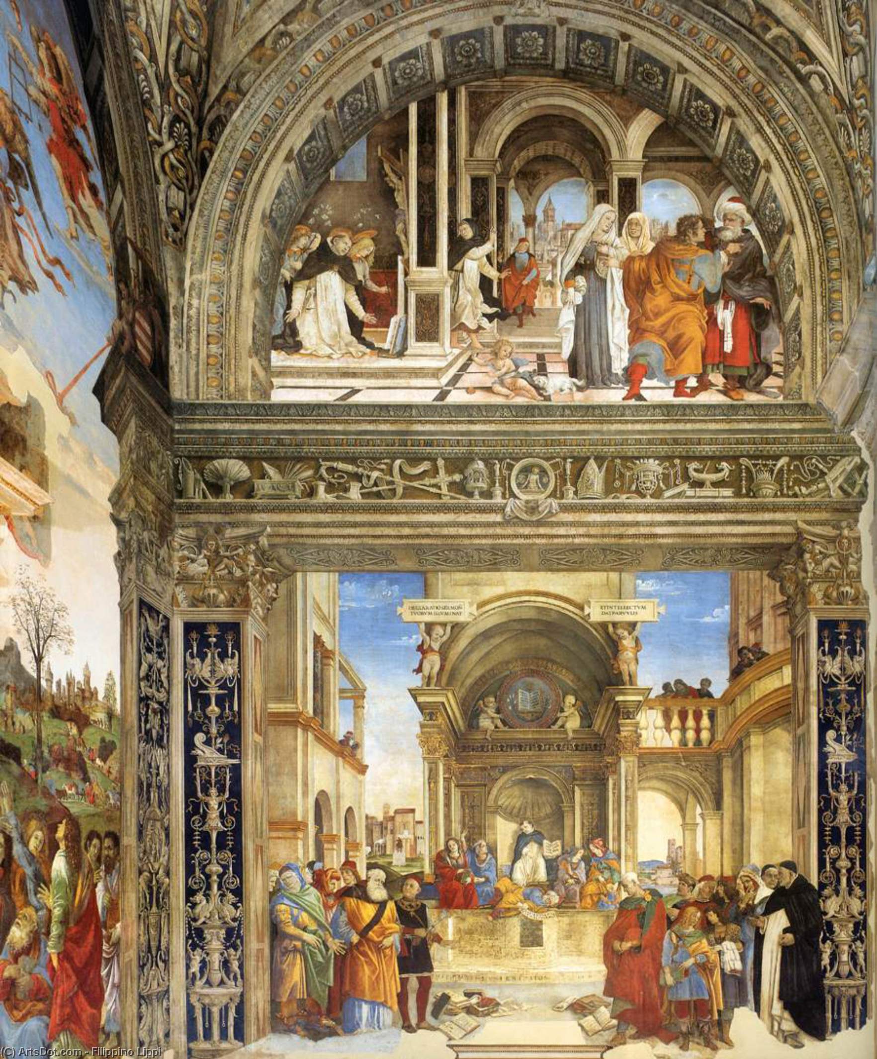 Wikioo.org - The Encyclopedia of Fine Arts - Painting, Artwork by Filippino Lippi - Right wall of the Carafa Chapel