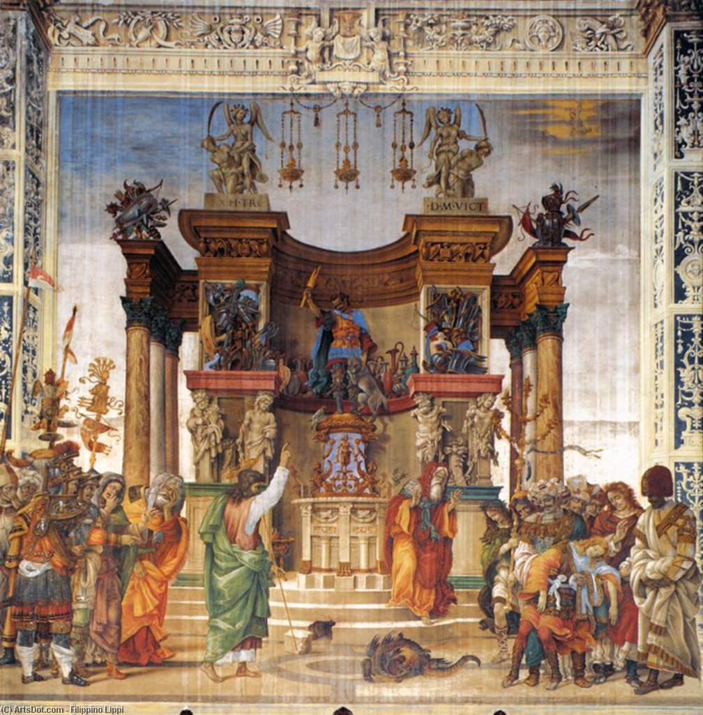 Wikioo.org - The Encyclopedia of Fine Arts - Painting, Artwork by Filippino Lippi - St Philip Driving the Dragon from the Temple of Hieropolis
