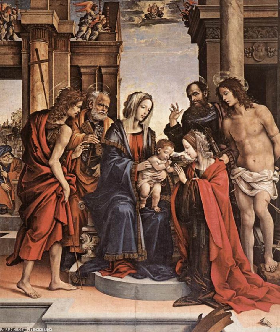 WikiOO.org - Енциклопедия за изящни изкуства - Живопис, Произведения на изкуството Filippino Lippi - The Marriage of St Catherine