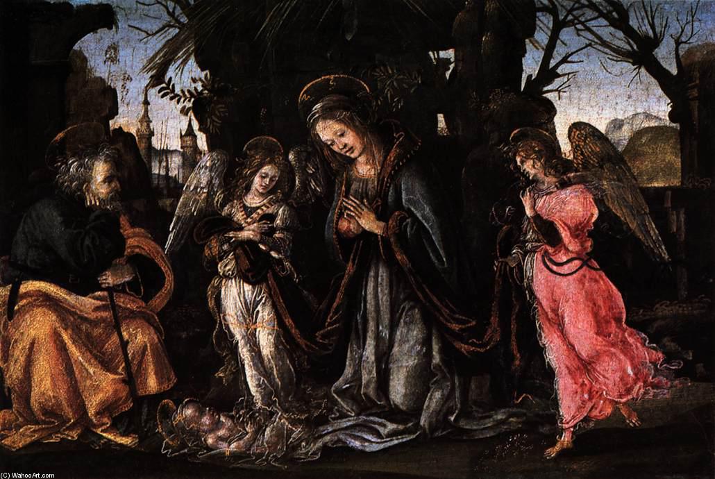 Wikioo.org - The Encyclopedia of Fine Arts - Painting, Artwork by Filippino Lippi - The Nativity with Two Angels