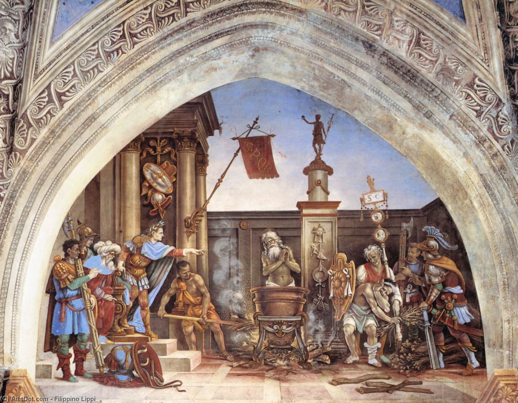 WikiOO.org - Enciklopedija likovnih umjetnosti - Slikarstvo, umjetnička djela Filippino Lippi - Torture of St John the Evangelist