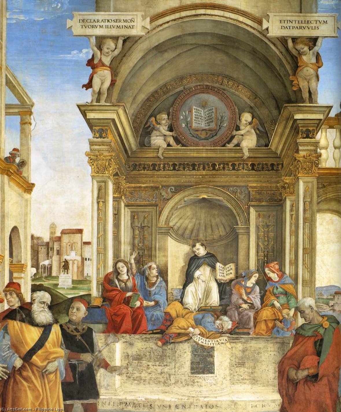 Wikioo.org – La Enciclopedia de las Bellas Artes - Pintura, Obras de arte de Filippino Lippi - triunfo de san Thomas Aquino sobre el Herejes ( detalle )