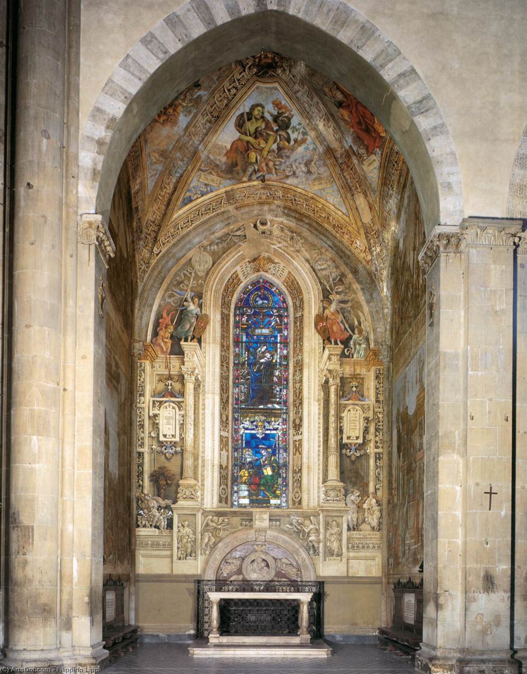 WikiOO.org - 백과 사전 - 회화, 삽화 Filippino Lippi - View of the Strozzi Chapel