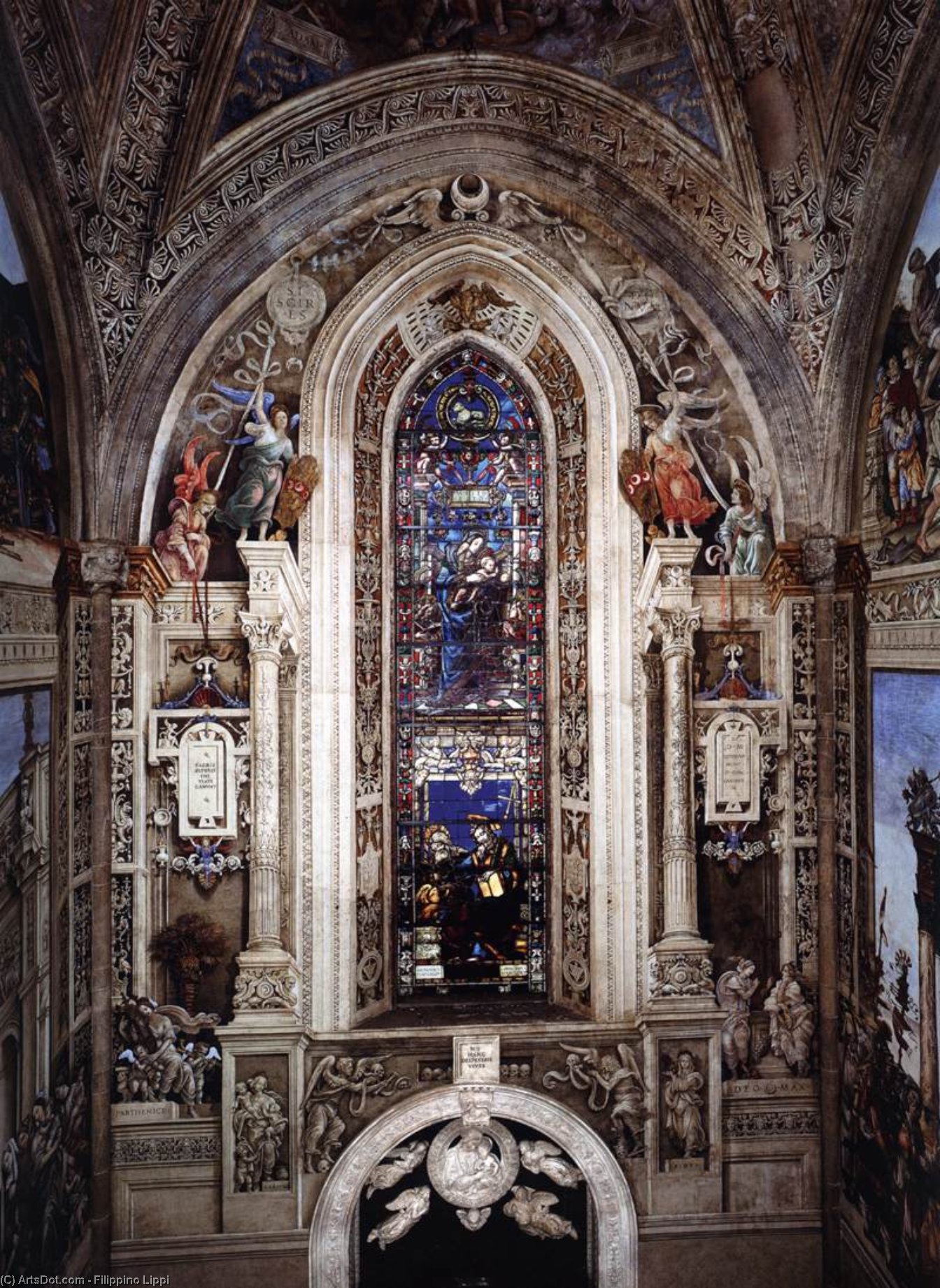 Wikioo.org - Encyklopedia Sztuk Pięknych - Malarstwo, Grafika Filippino Lippi - View of the Strozzi Chapel