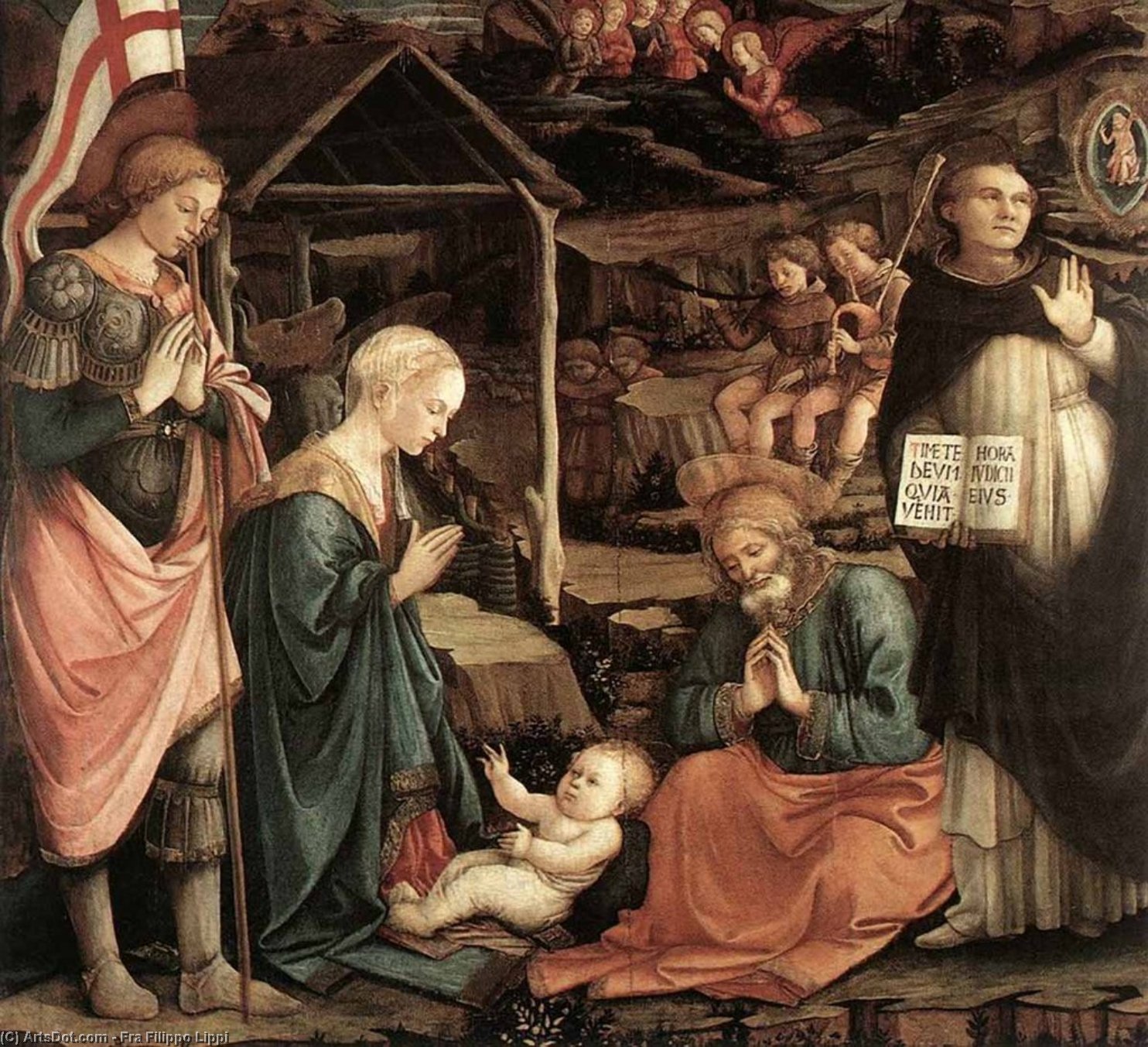 Wikioo.org - The Encyclopedia of Fine Arts - Painting, Artwork by Fra Filippo Lippi - Adoration of the Child with Saints
