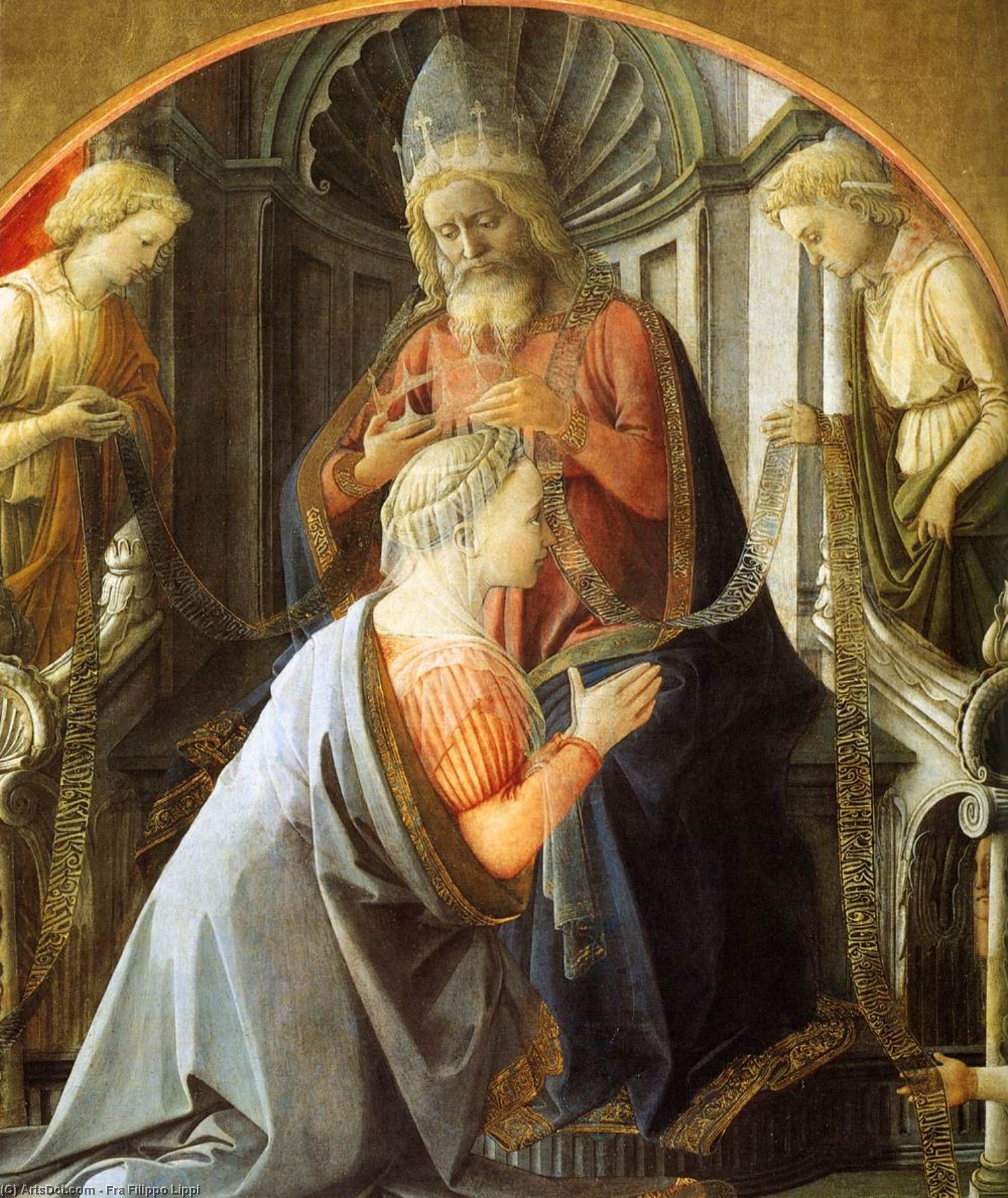 Wikioo.org – La Enciclopedia de las Bellas Artes - Pintura, Obras de arte de Fra Filippo Lippi - coronación de la virgen Detalle  11