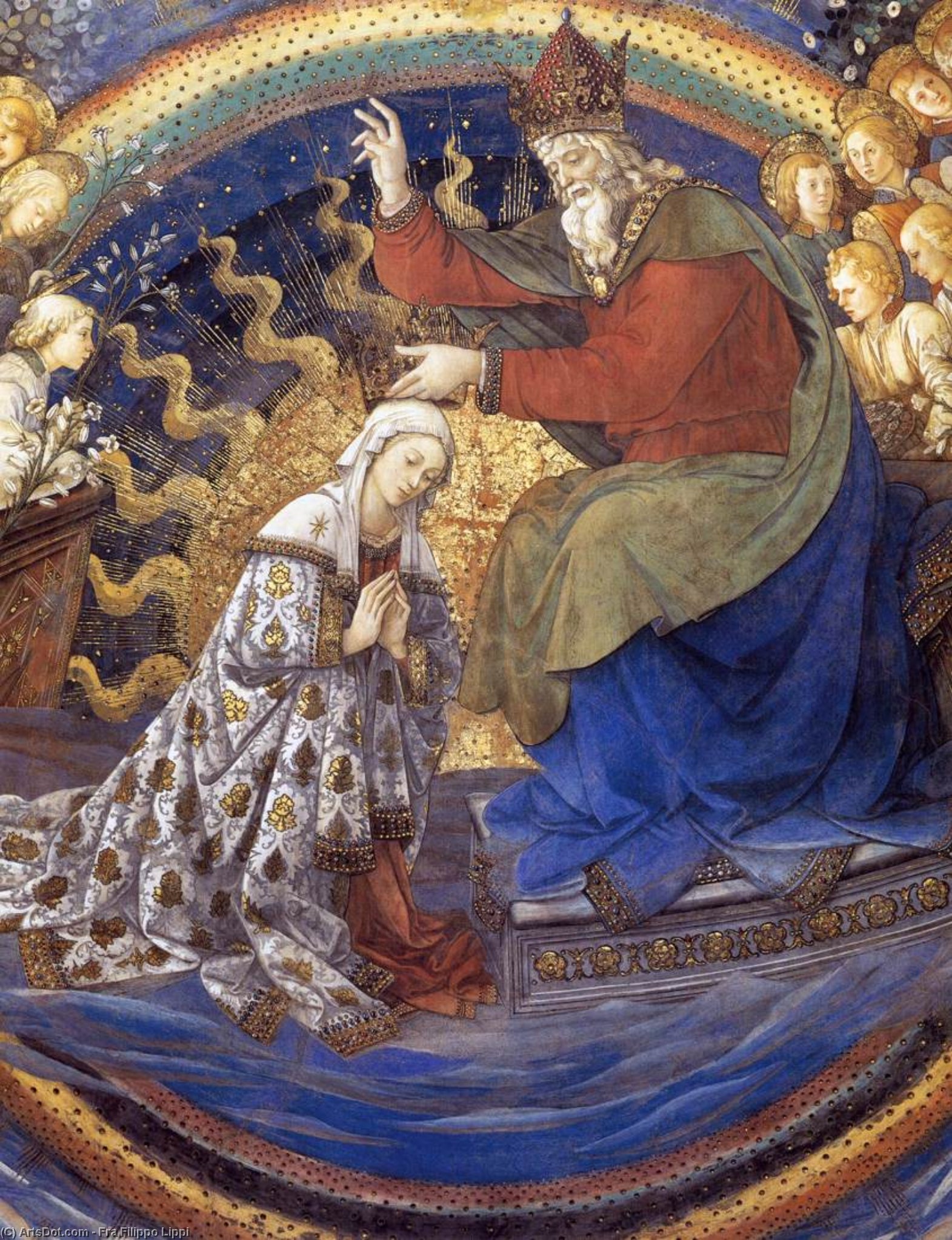 Wikioo.org – La Enciclopedia de las Bellas Artes - Pintura, Obras de arte de Fra Filippo Lippi - coronación de la virgen Detalle  17