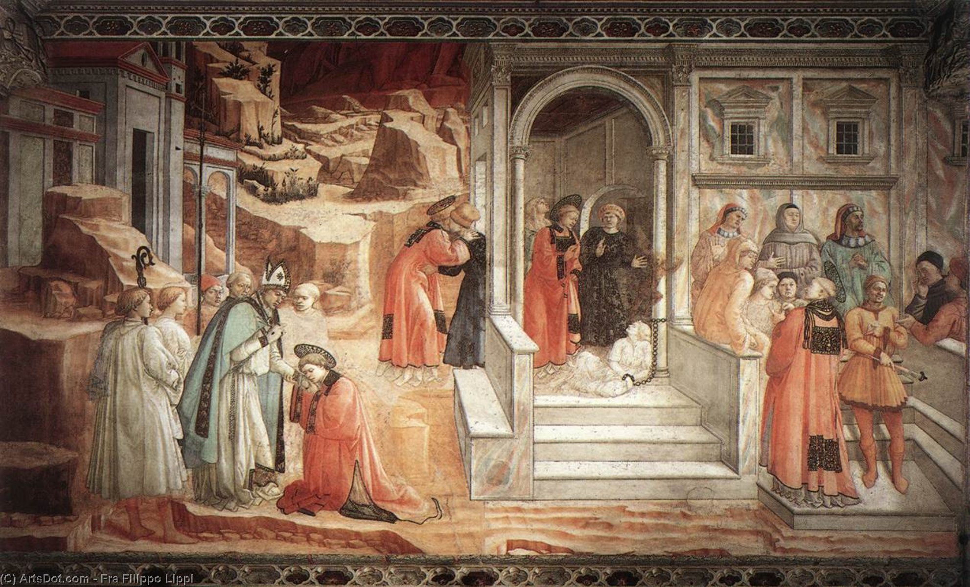 Wikioo.org – La Enciclopedia de las Bellas Artes - Pintura, Obras de arte de Fra Filippo Lippi - Disputa cómo  el  sinagoga