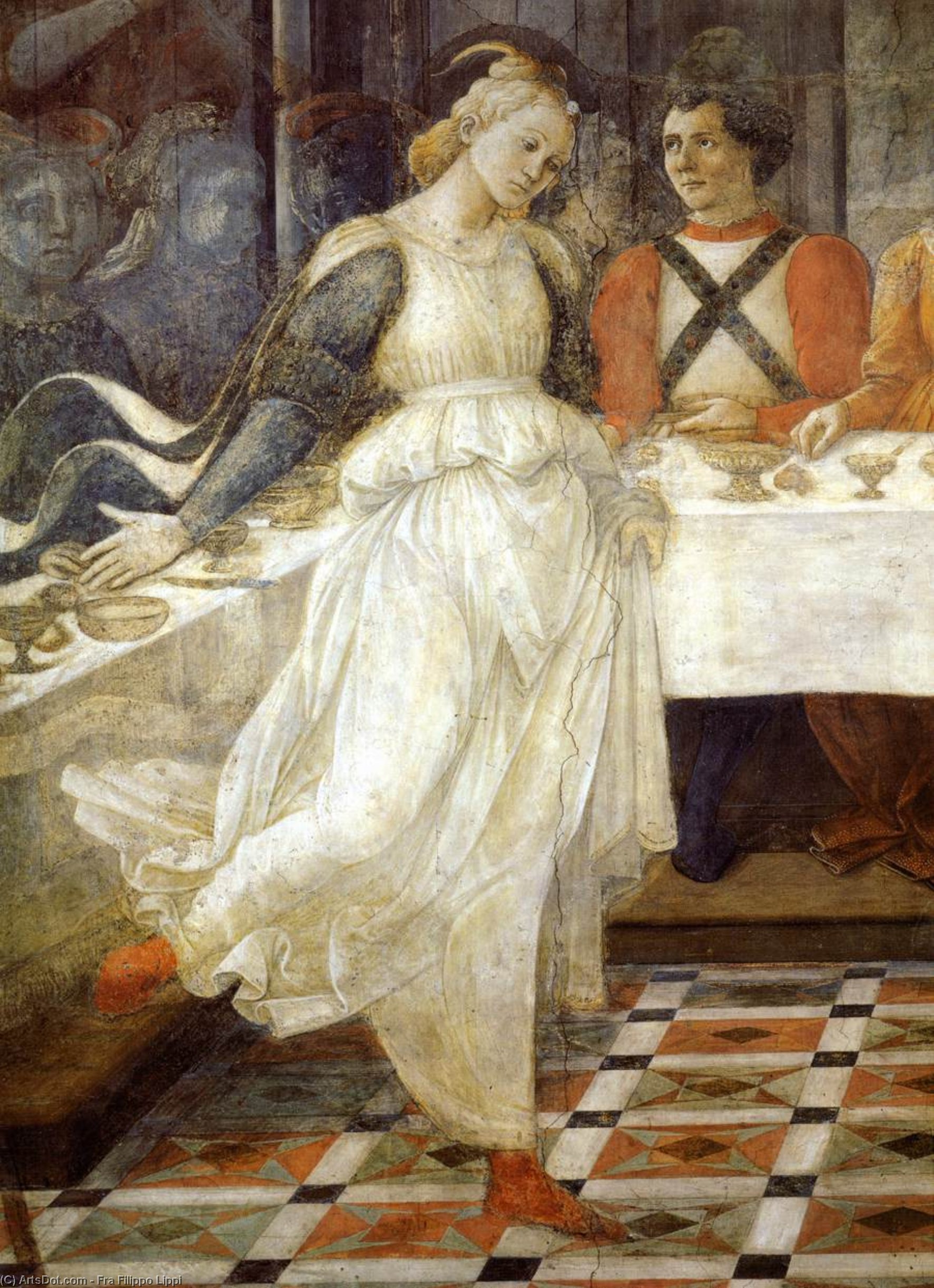 Wikioo.org - Bách khoa toàn thư về mỹ thuật - Vẽ tranh, Tác phẩm nghệ thuật Fra Filippo Lippi - Herod's Banquet (detail) (8)