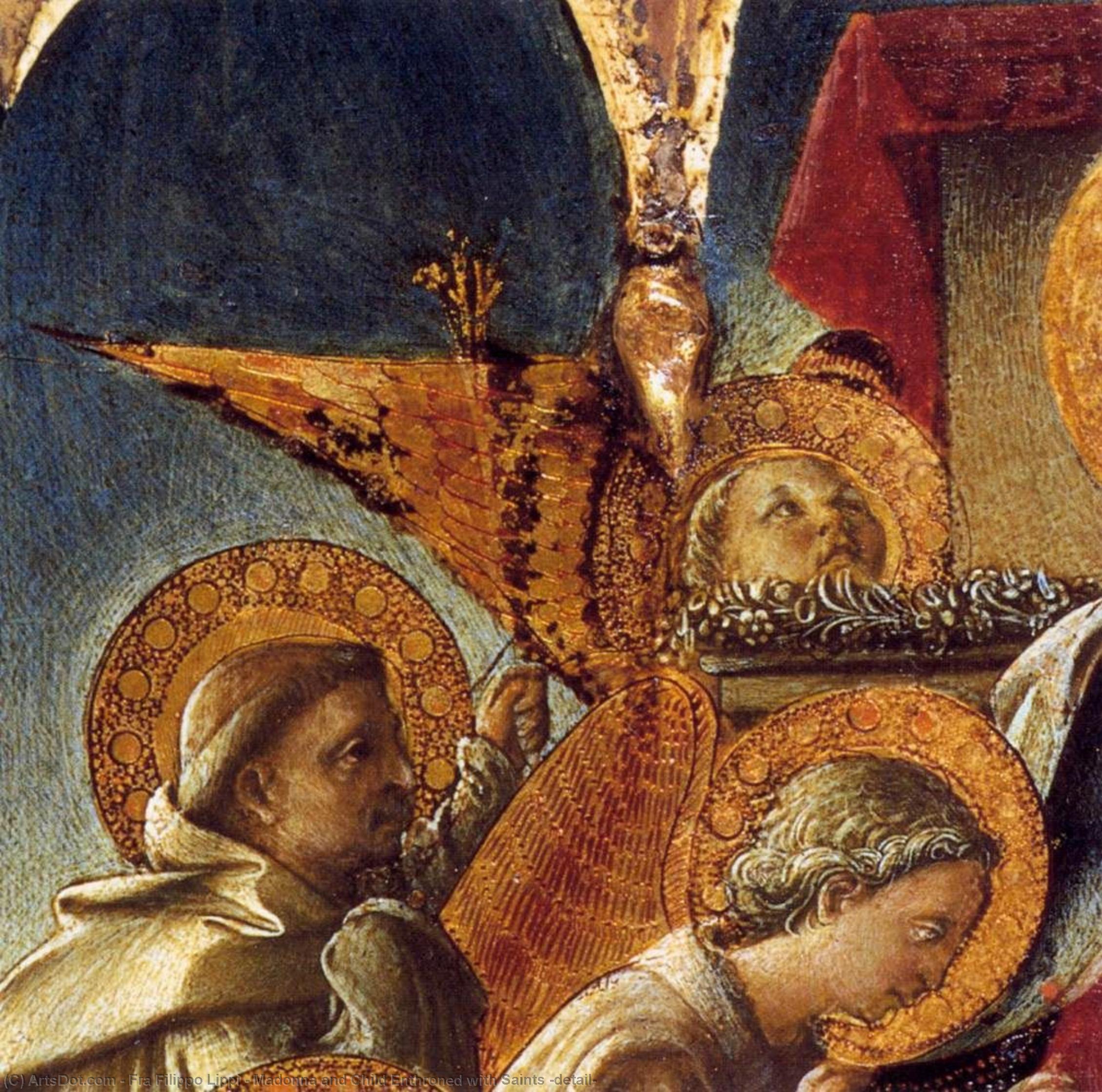 Wikioo.org – La Enciclopedia de las Bellas Artes - Pintura, Obras de arte de Fra Filippo Lippi - Madonna y niño Enthroned enestado  los santos  Detalle