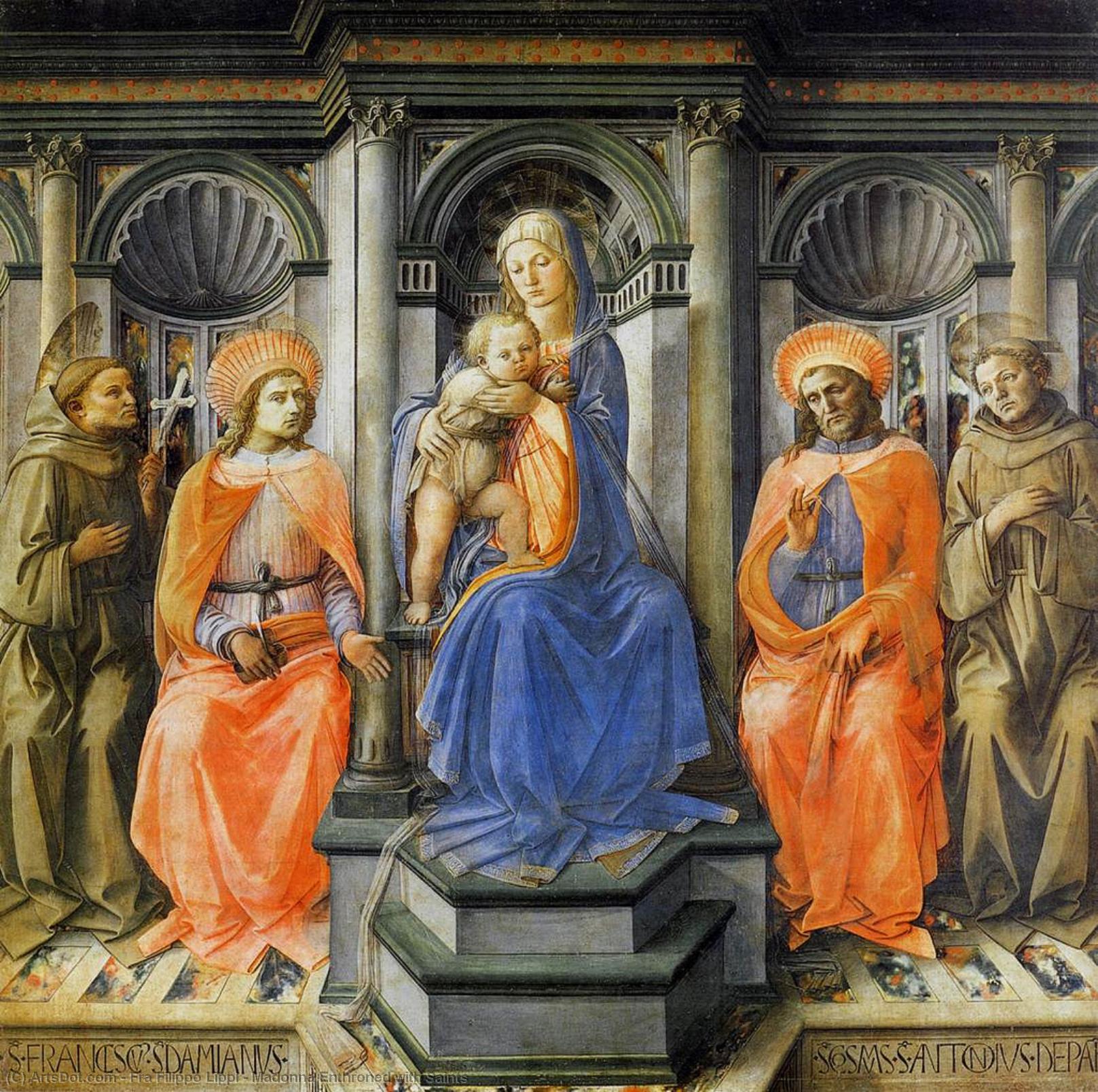 WikiOO.org - אנציקלופדיה לאמנויות יפות - ציור, יצירות אמנות Fra Filippo Lippi - Madonna Enthroned with Saints
