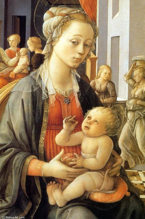 Wikioo.org – La Enciclopedia de las Bellas Artes - Pintura, Obras de arte de Fra Filippo Lippi - virgen con el niño y escenas de la vida of San Anne ( detalle )