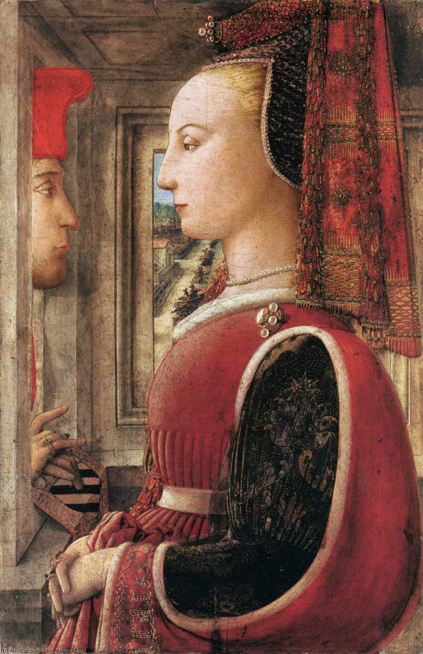Wikioo.org – L'Enciclopedia delle Belle Arti - Pittura, Opere di Fra Filippo Lippi - ritratto di una uomo e le  Un  donna