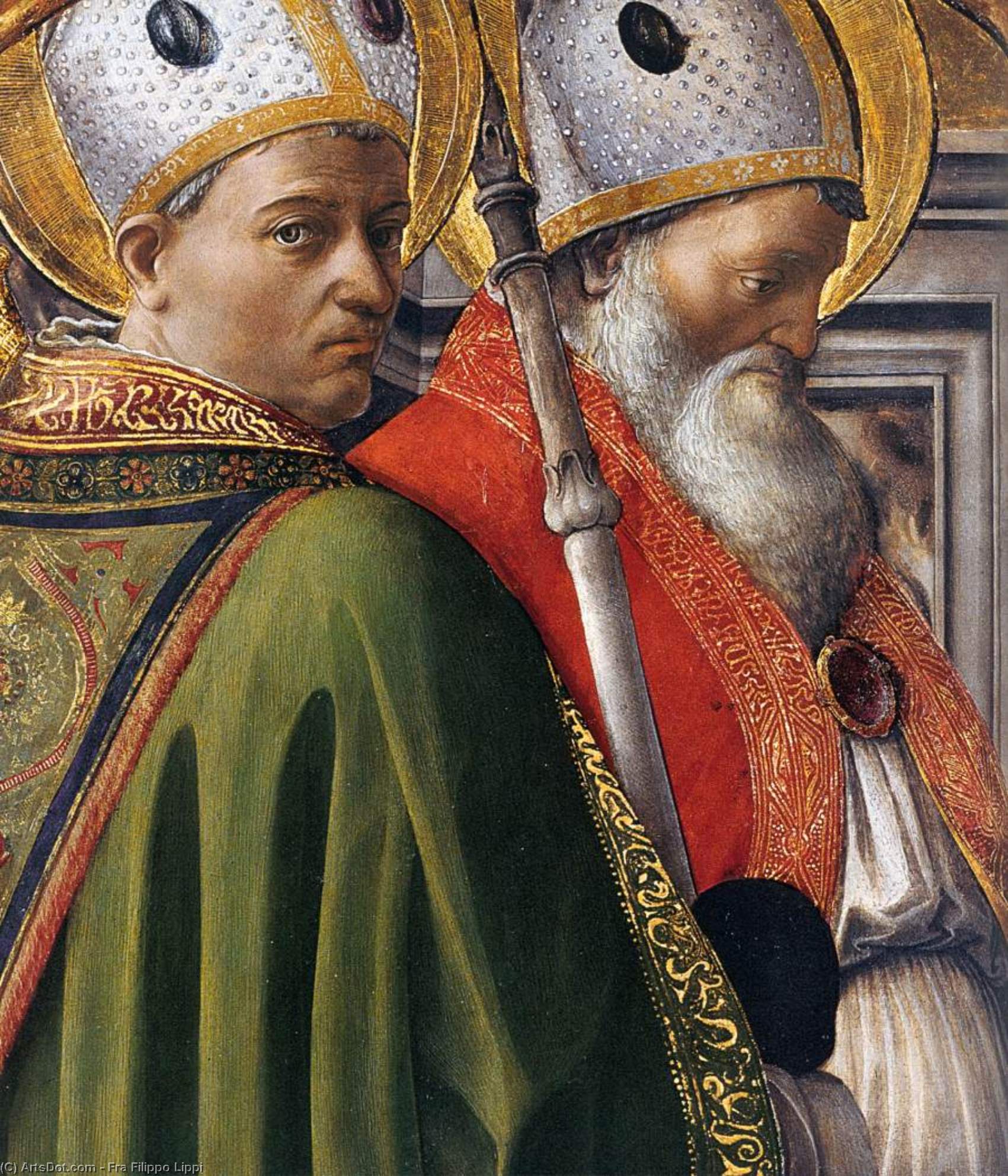 Wikioo.org - The Encyclopedia of Fine Arts - Painting, Artwork by Fra Filippo Lippi - Sts Augustine and Ambrose (detail)
