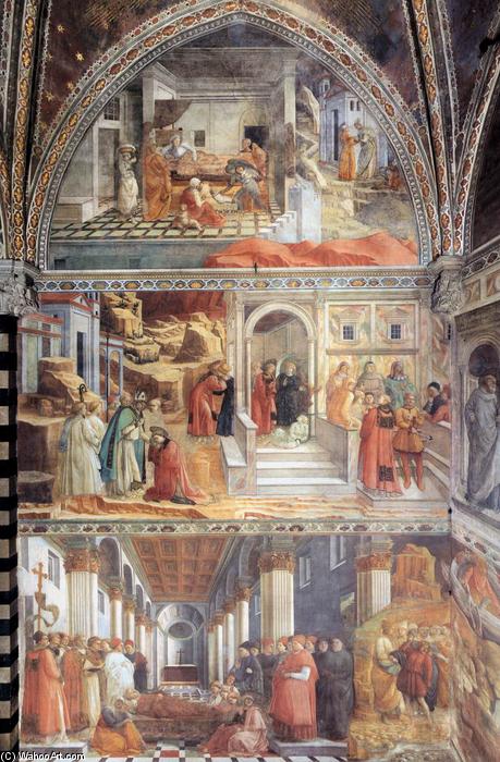 WikiOO.org - Güzel Sanatlar Ansiklopedisi - Resim, Resimler Fra Filippo Lippi - View of the left (north) wall of the main chapel