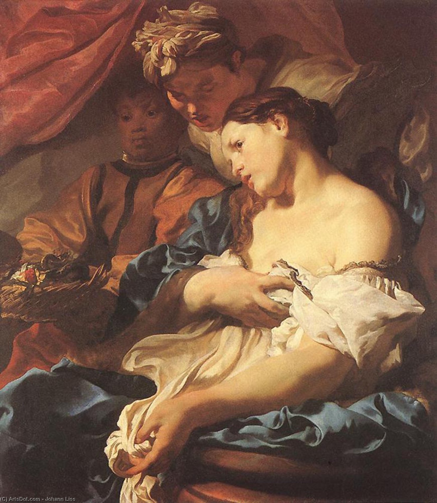 WikiOO.org - Encyclopedia of Fine Arts - Maleri, Artwork Johann Liss - The Death of Cleopatra