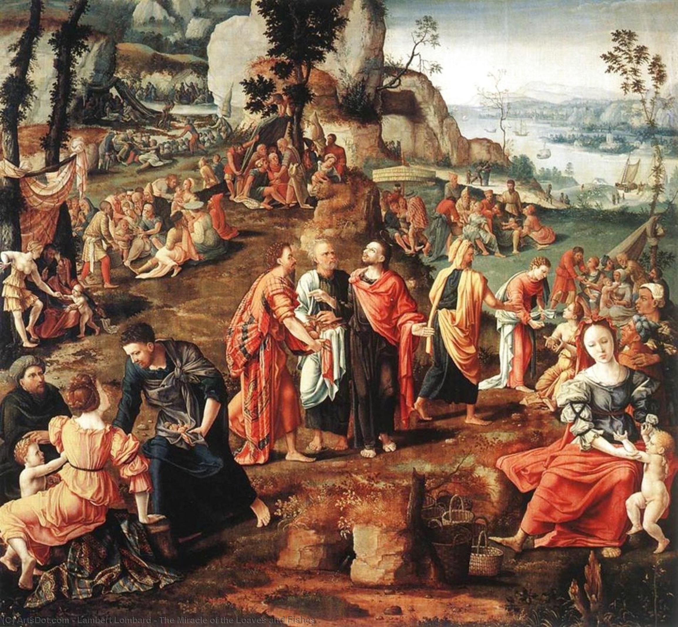WikiOO.org - Enciklopedija likovnih umjetnosti - Slikarstvo, umjetnička djela Lambert Lombard - The Miracle of the Loaves and Fishes