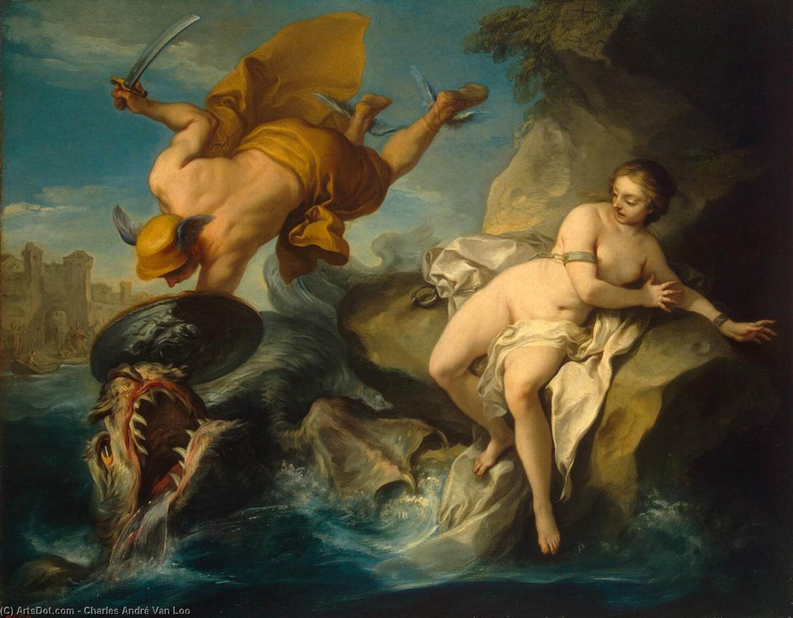 Wikioo.org - The Encyclopedia of Fine Arts - Painting, Artwork by Charles-André Van Loo (Carle Van Loo) - Perseus and Andromeda