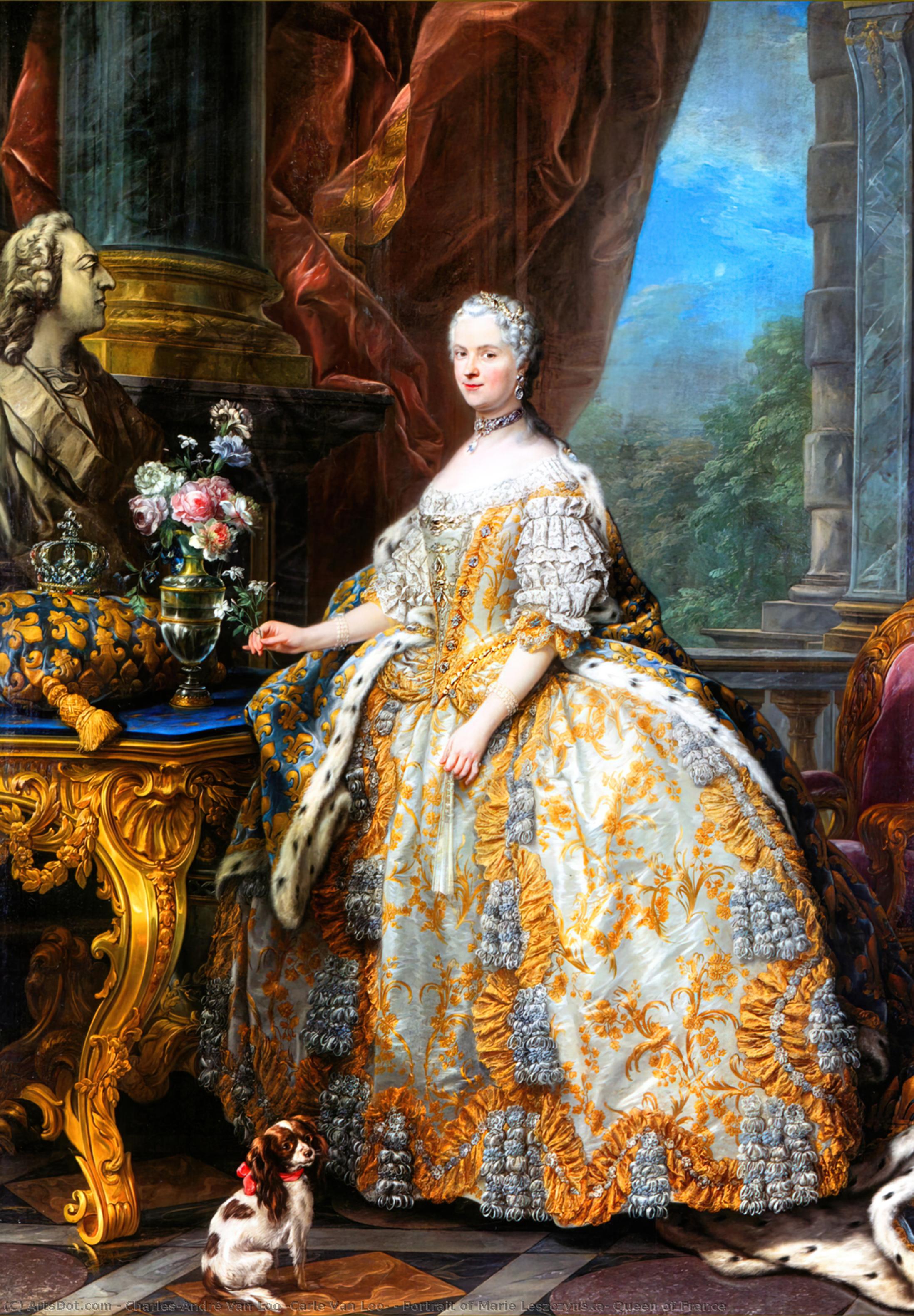 Wikioo.org - The Encyclopedia of Fine Arts - Painting, Artwork by Charles-André Van Loo (Carle Van Loo) - Portrait of Marie Leszczynska, Queen of France