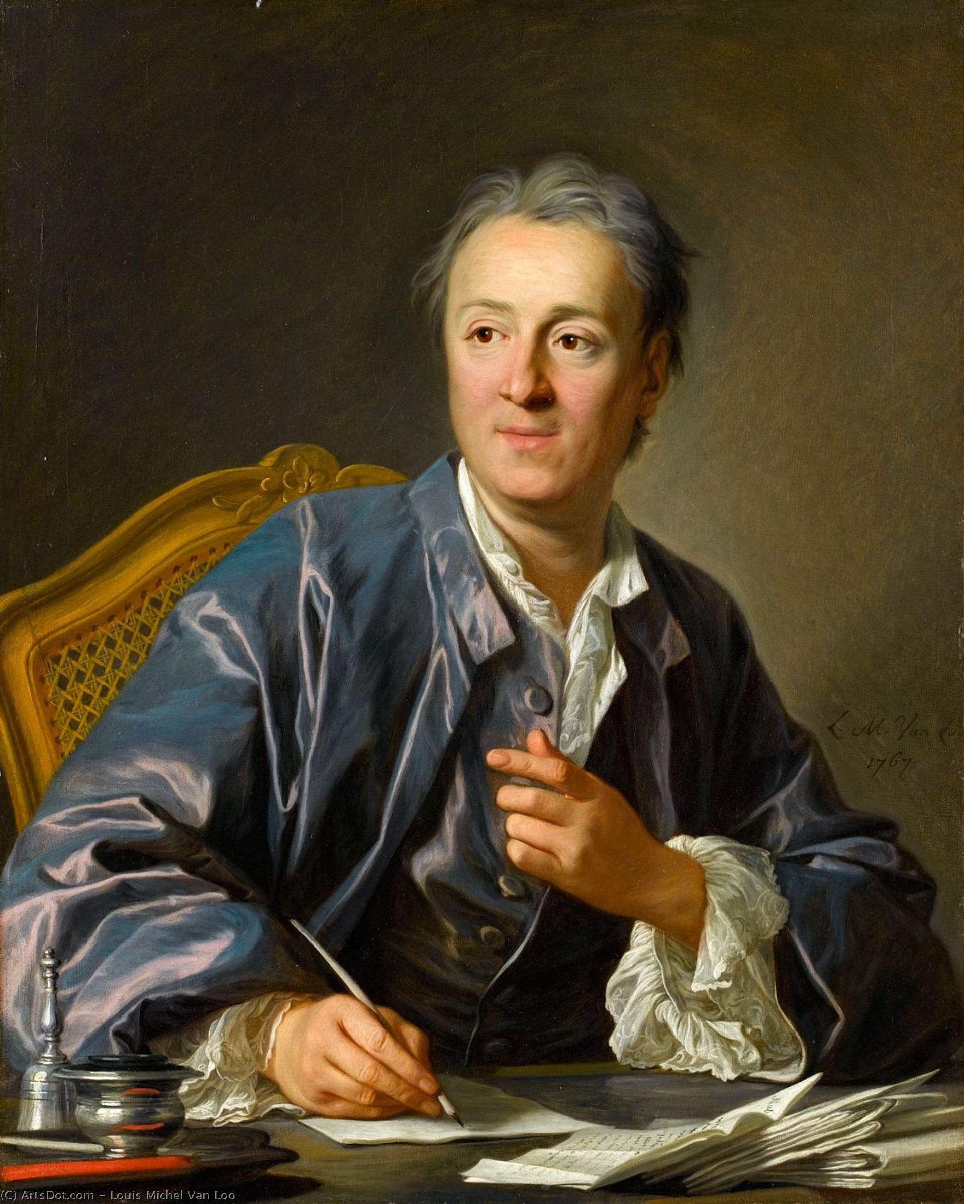 Wikioo.org – L'Encyclopédie des Beaux Arts - Peinture, Oeuvre de Louis Michel Van Loo - Portrait de denis diderot