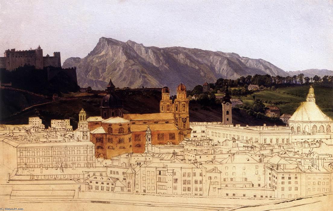 Wikioo.org - The Encyclopedia of Fine Arts - Painting, Artwork by Friedrich Loos - The Rudolfskai in Salzburg
